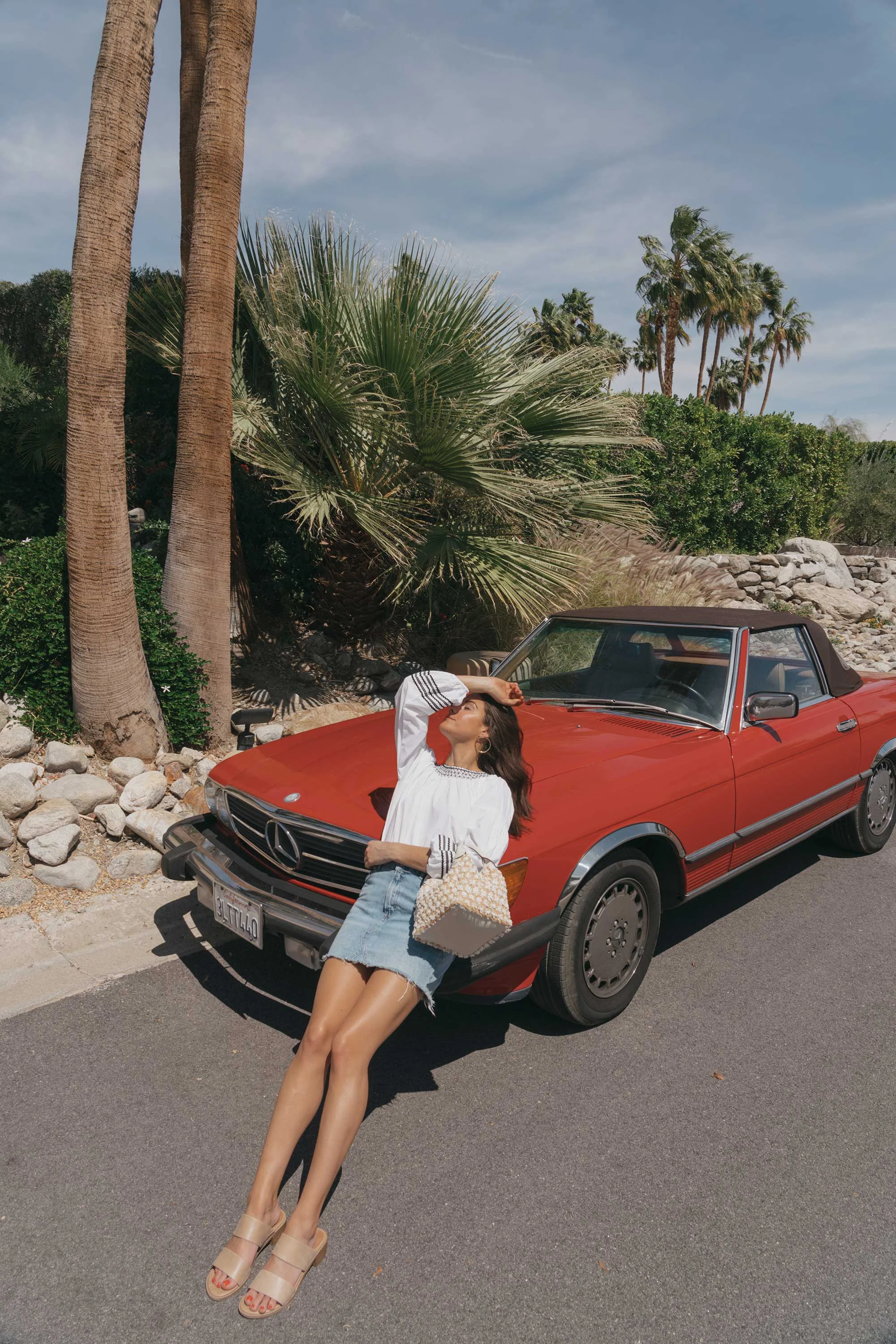 Road Trip Palm Springs Outfit Poplin Top and High Rise Denim Mini Skirt12.jpg