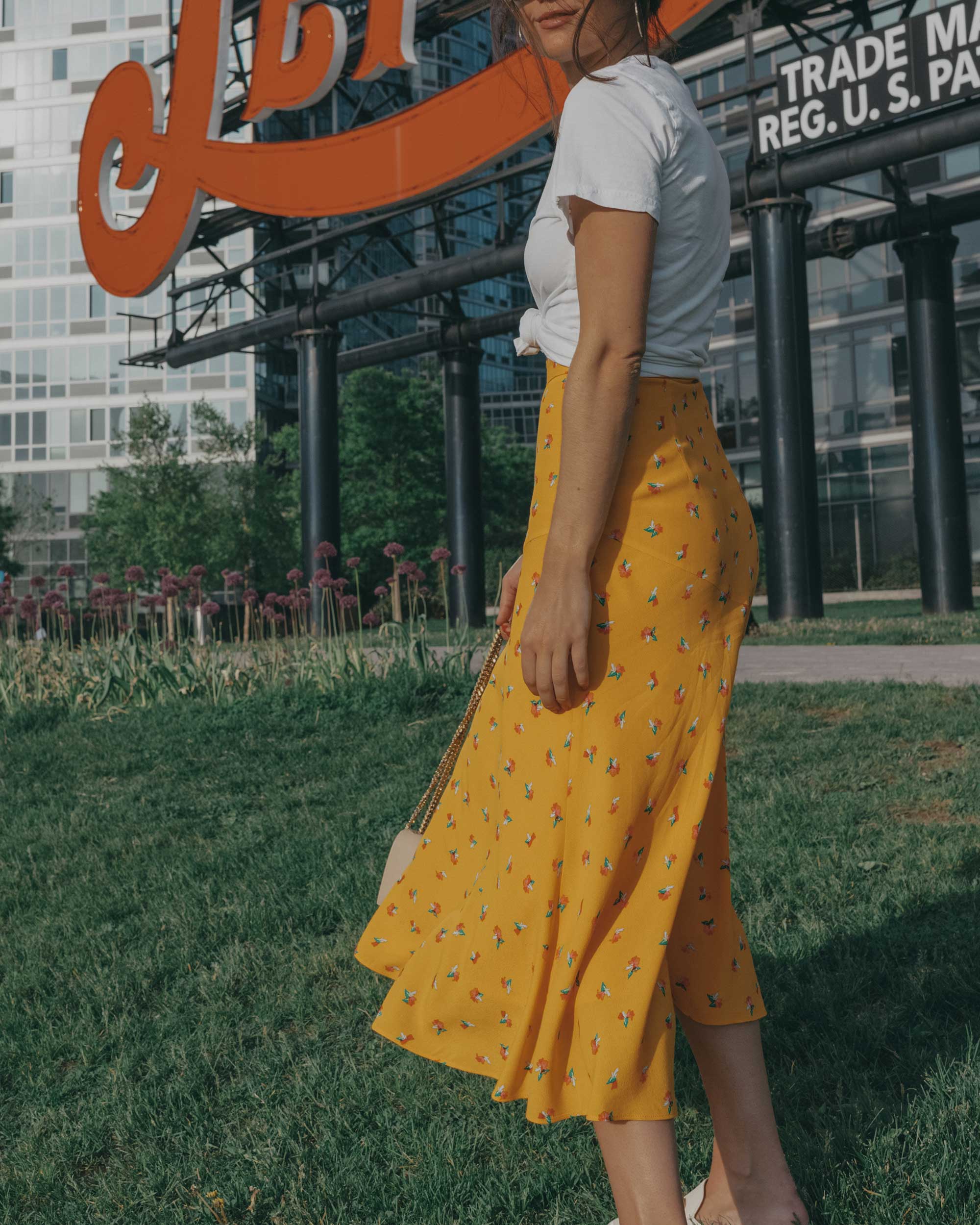 Yellow Floral Midi Skirt — Sarah Christine