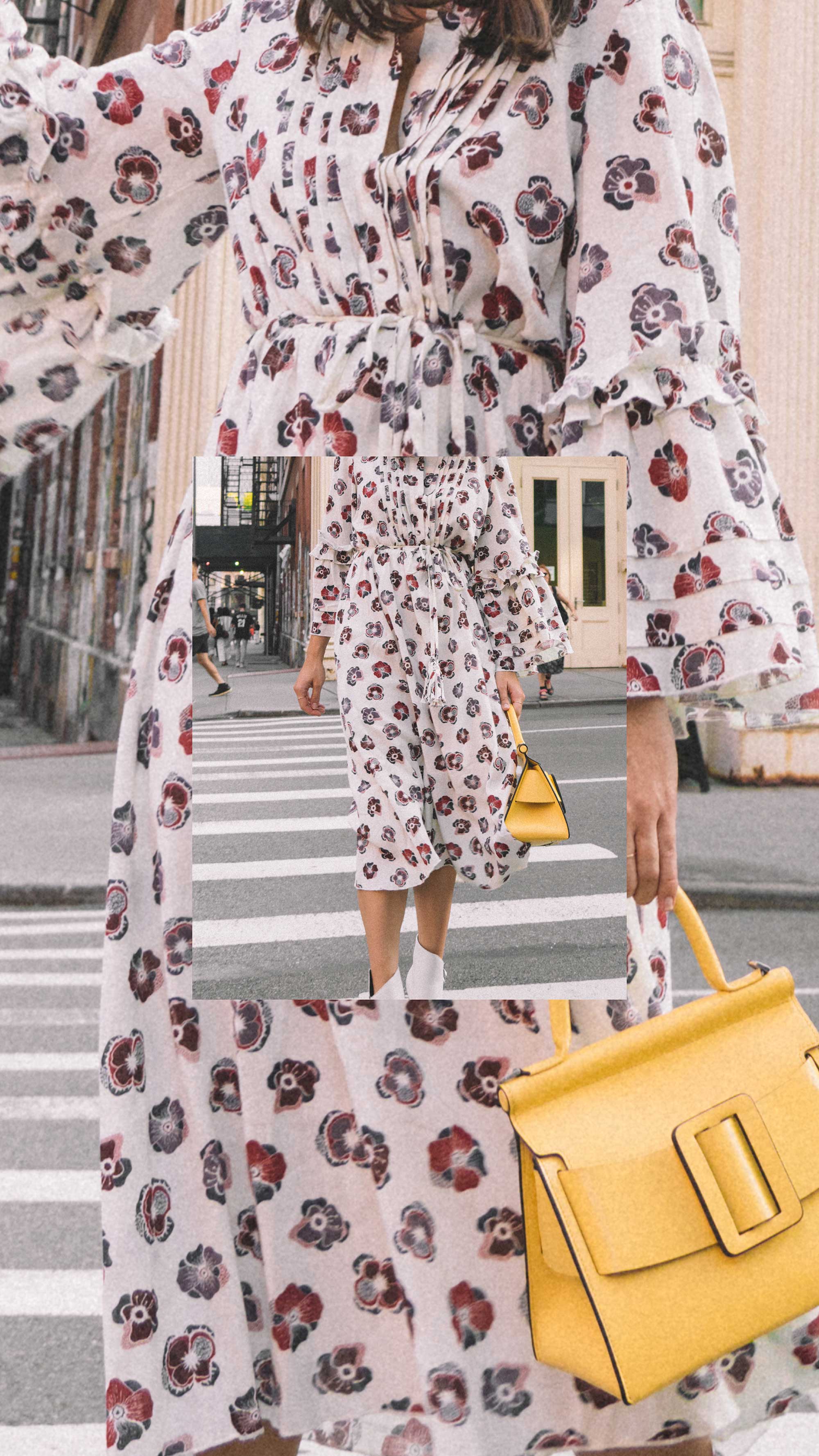 Madewell x Karen Walker Floral Fantasia Ruffled Dress and BOYY Karl 24 Bag soho new york fashion week outfit10.jpg