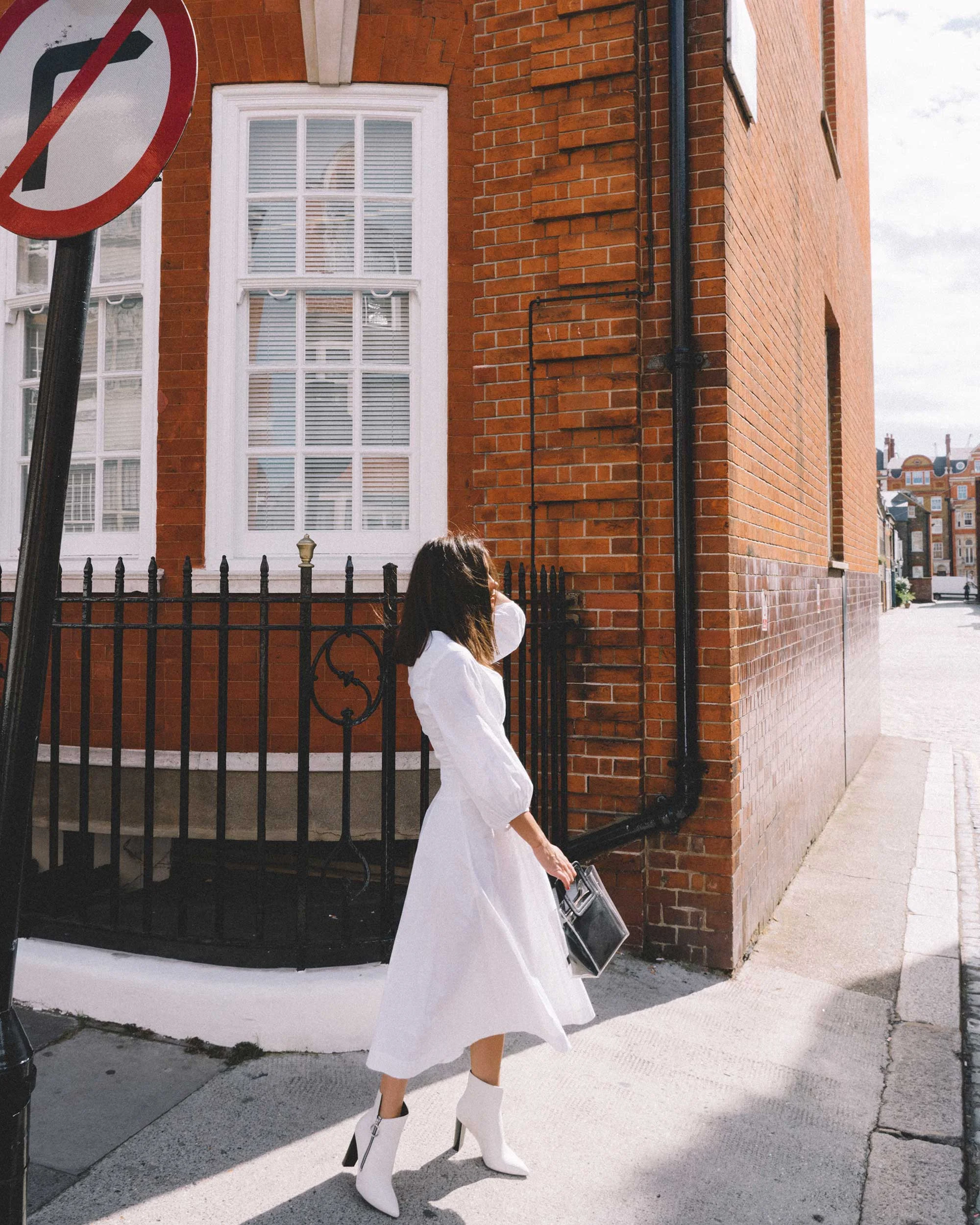 STAUD Eden Midi Dress, STAUD clear and black shirley mini PVC and leather tote, London Fashion Week Outfit15.jpg