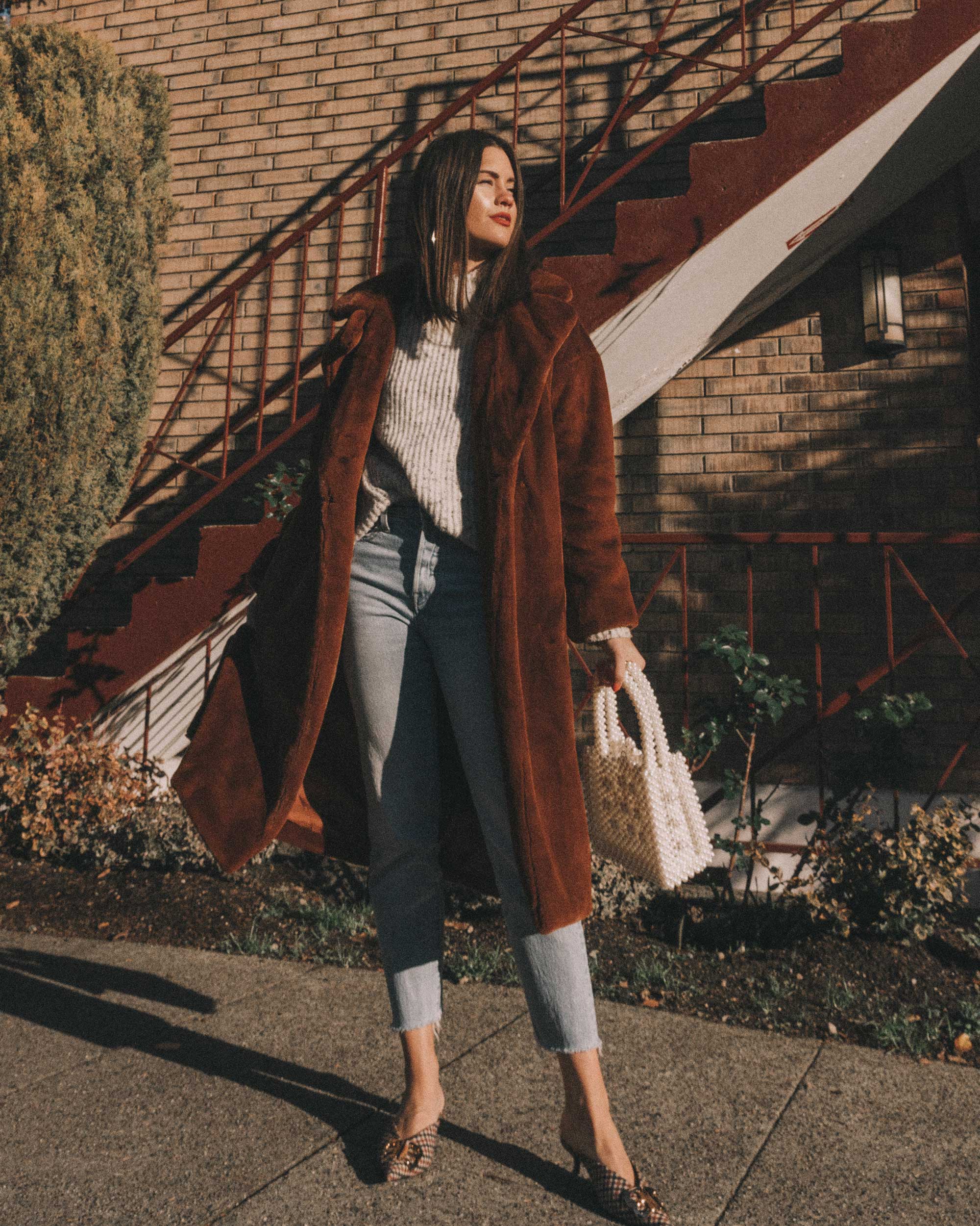 Easy Fall Outfit Idea: Brown Faux Shearling Coat — Sarah Christine