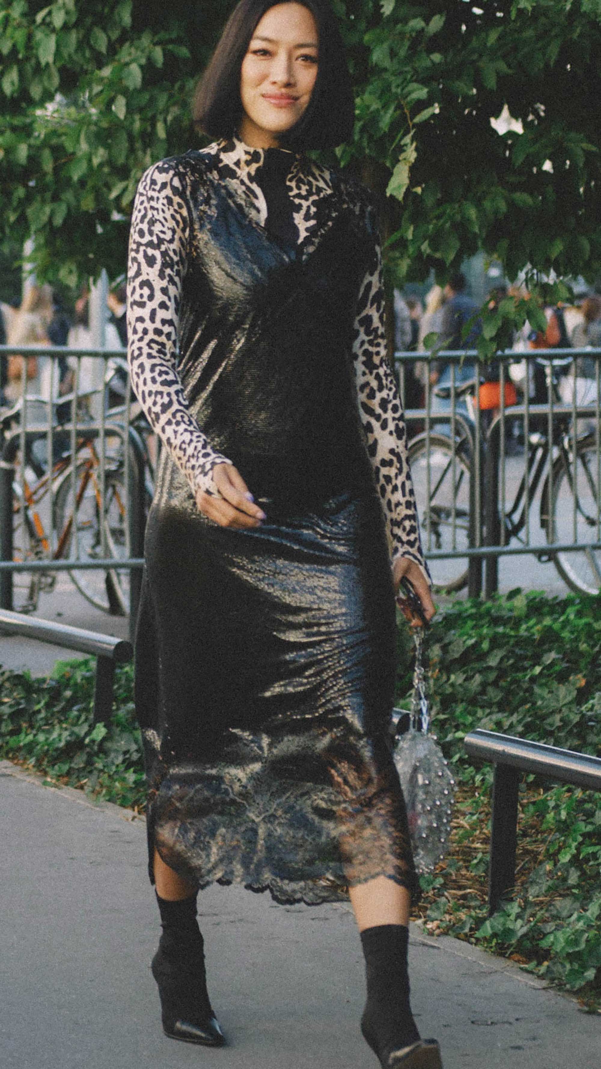 10 Easy Ways to Pull Off Animal Print, leopard shirt and slip dress Street Style.jpg
