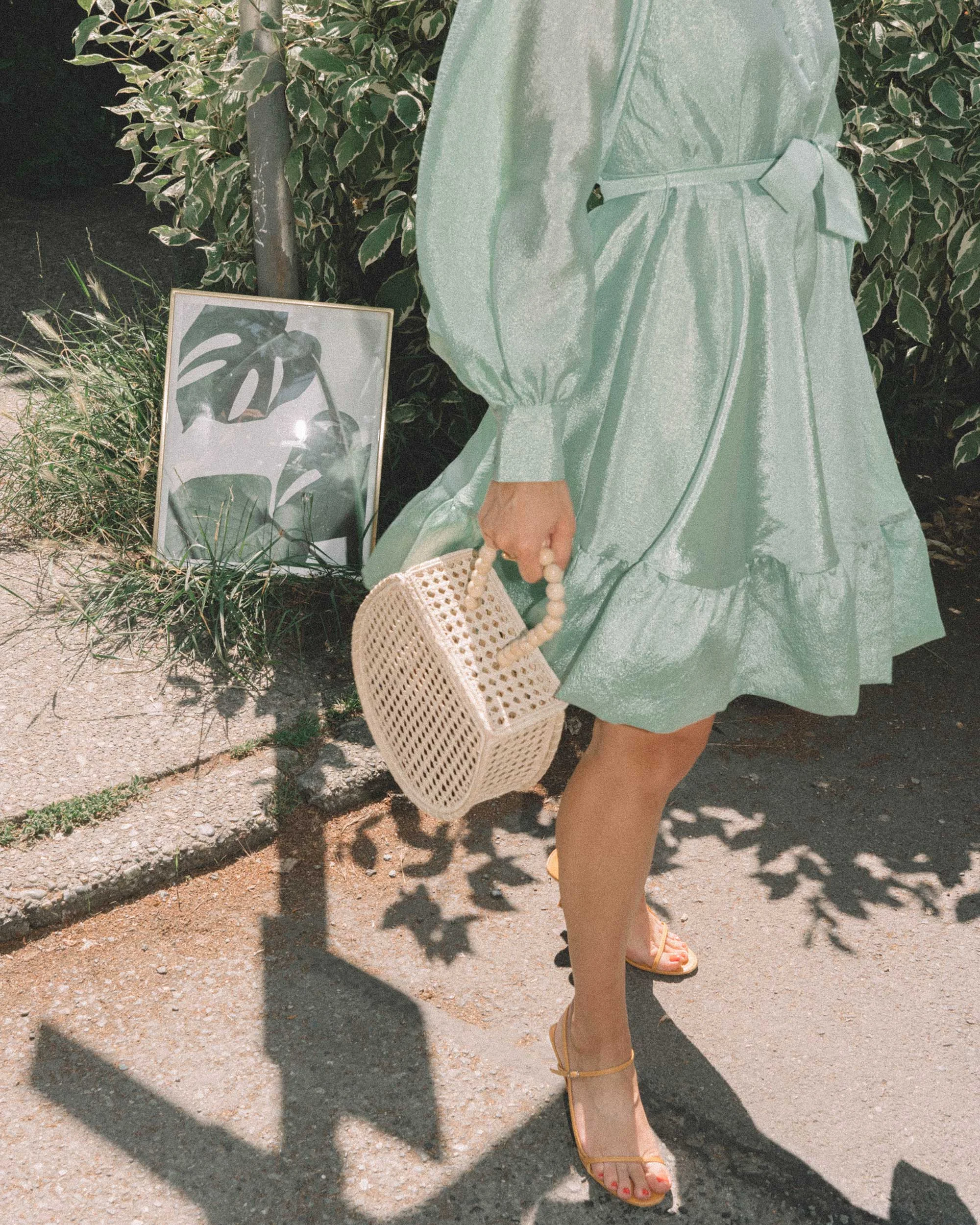 STINE GOYA Farrow Crepe Blouson Sleeve Dress in jade green satin crepe - 18.jpg