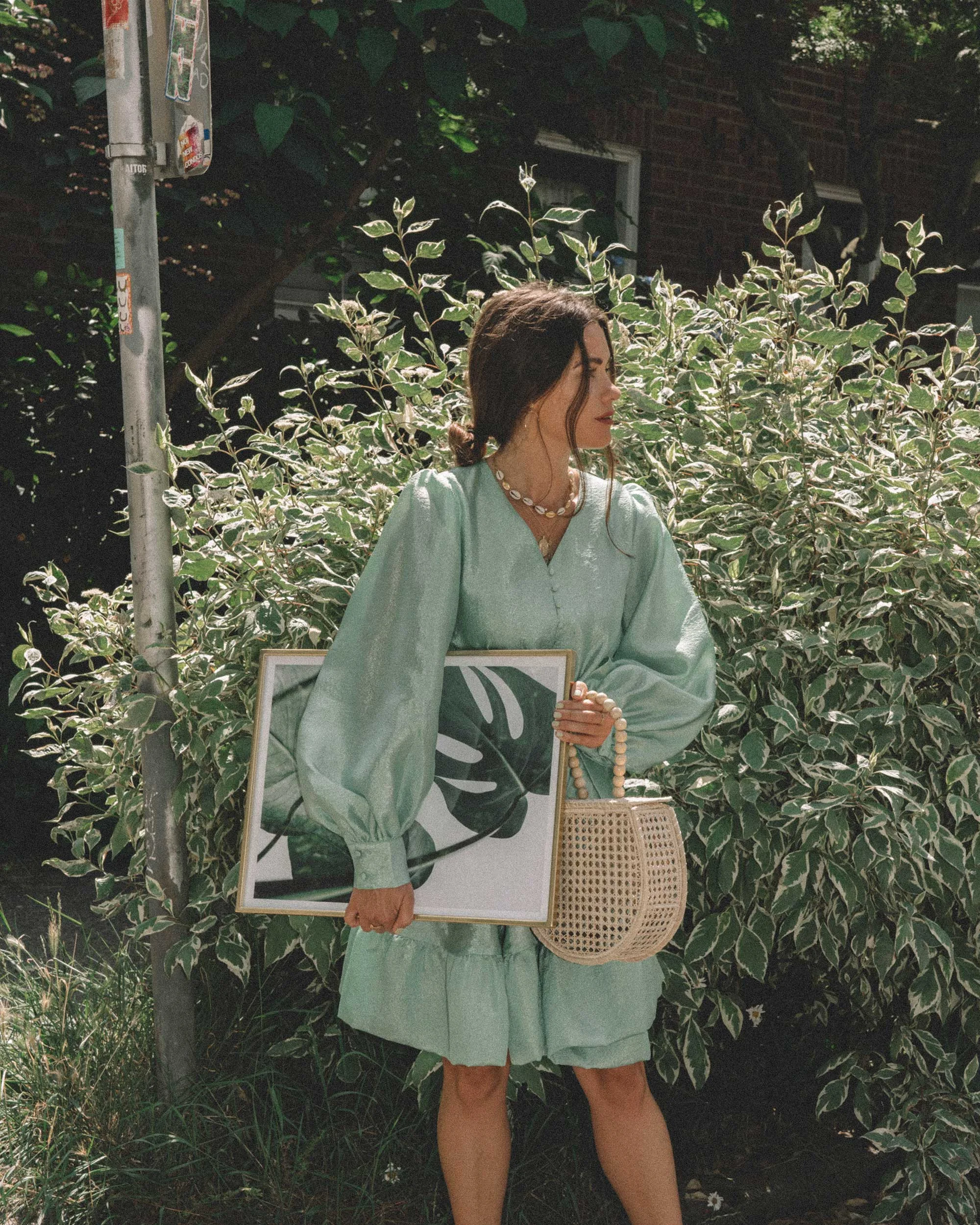 STINE GOYA Farrow Crepe Blouson Sleeve Dress in jade green satin crepe - 10.jpg
