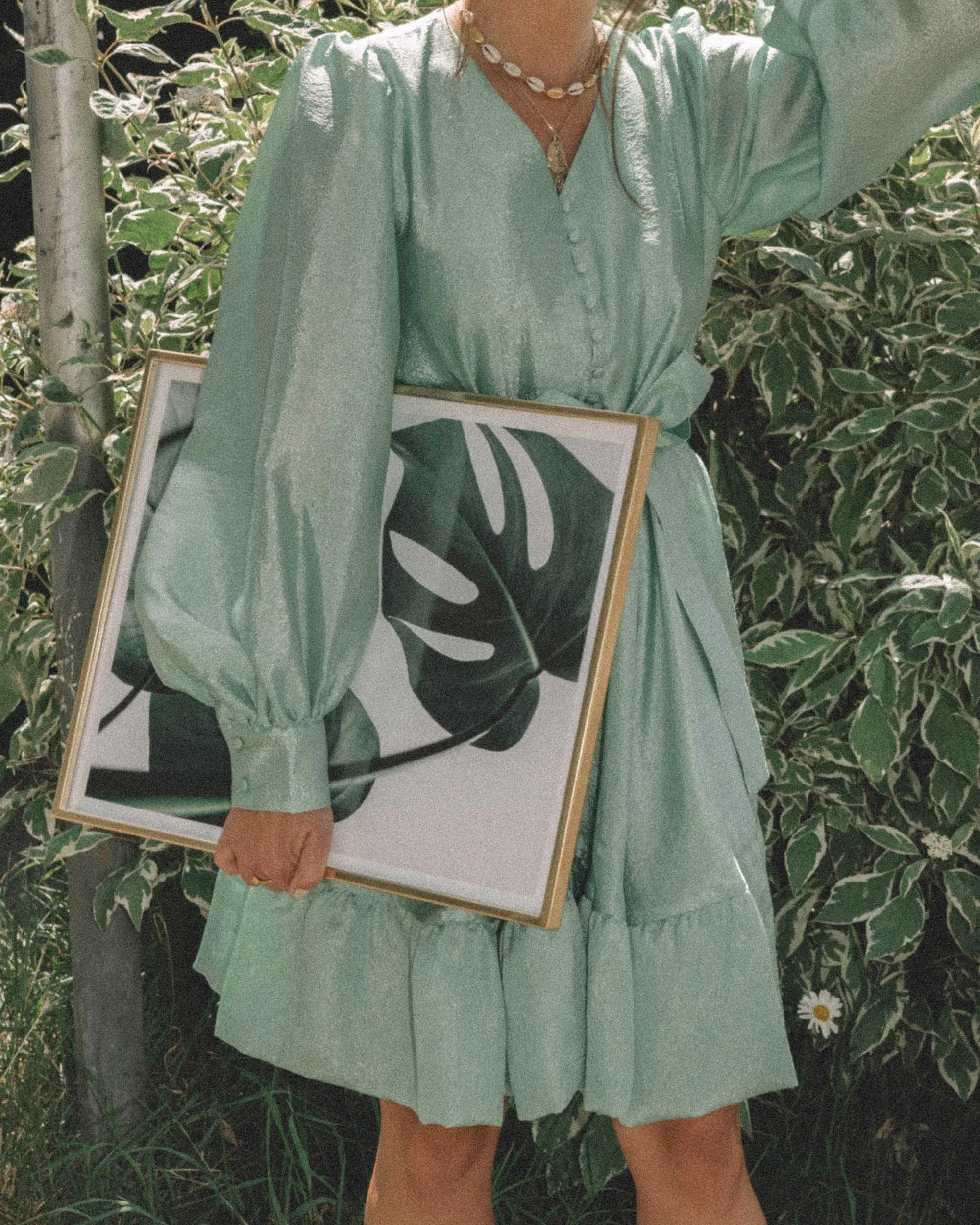 STINE GOYA Farrow Crepe Blouson Sleeve Dress in jade green satin crepe - 9.jpg