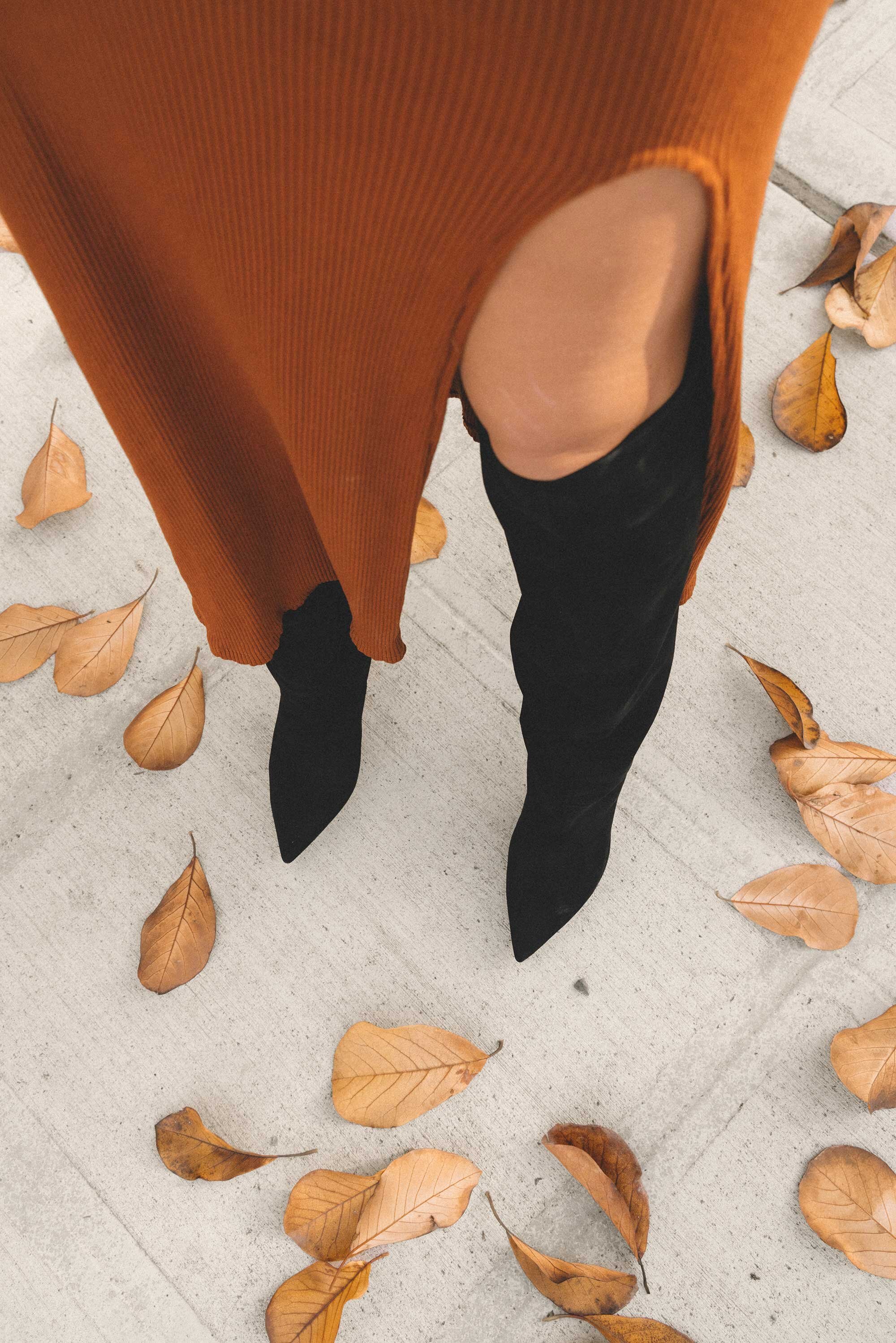 Easy Fall Outfit Idea: Maxi Dress and Knee High Boots — Sarah