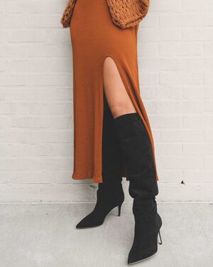 Easy Fall Outfit Idea: Maxi Dress and Knee High Boots — Sarah Christine