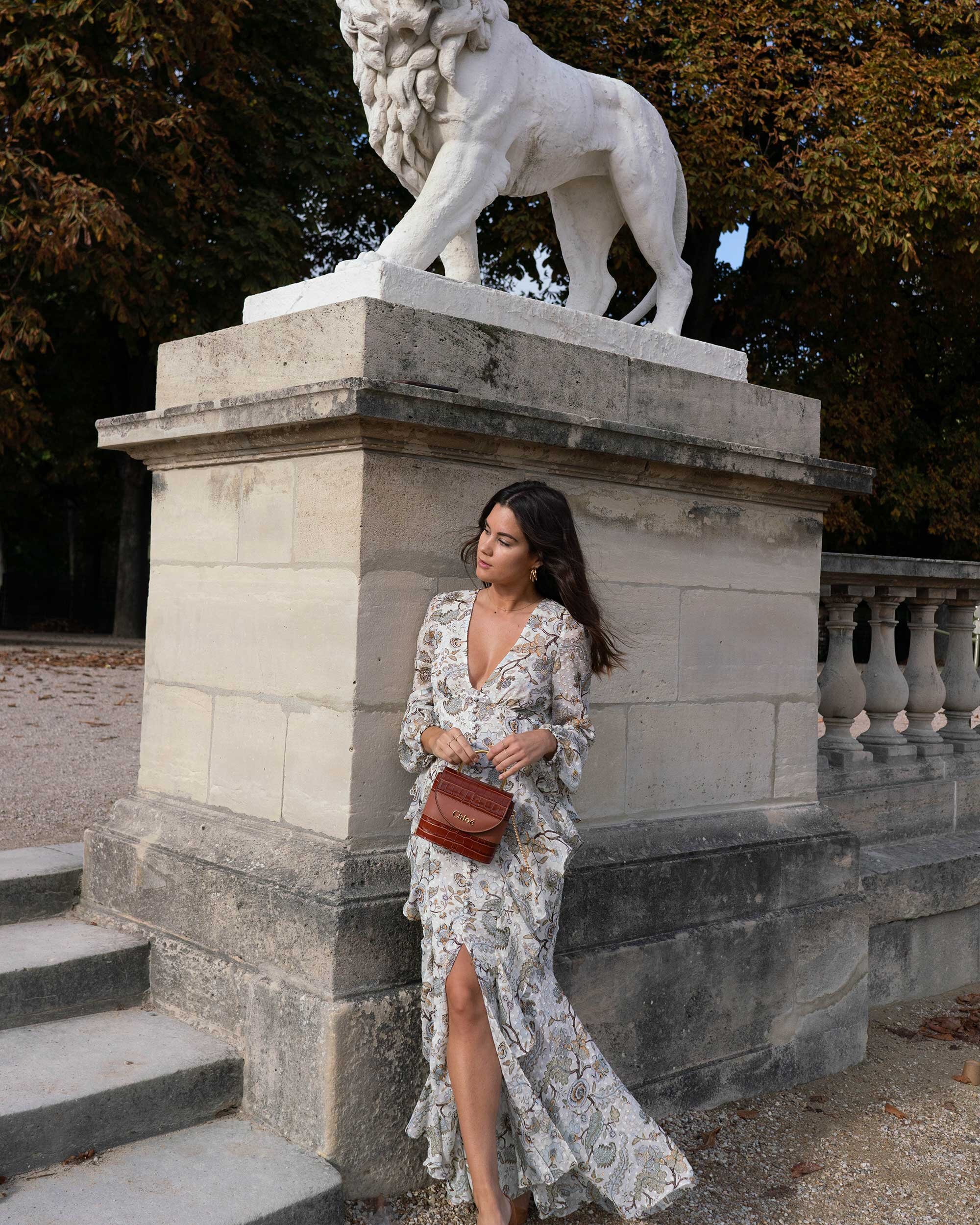 Sarah Butler of @sarahchristine wears printed maxi dress in jardin du luxembourg paris | @sarahchristine - 3.jpg