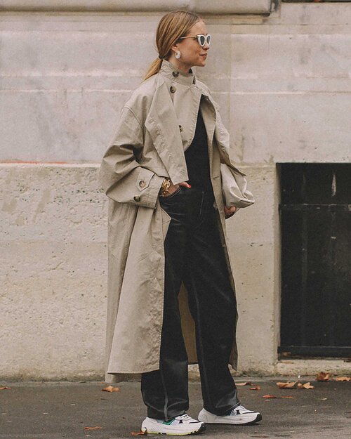 Pernille Teisbaek wearing trench coat at Paris Fashion Week — Sarah ...