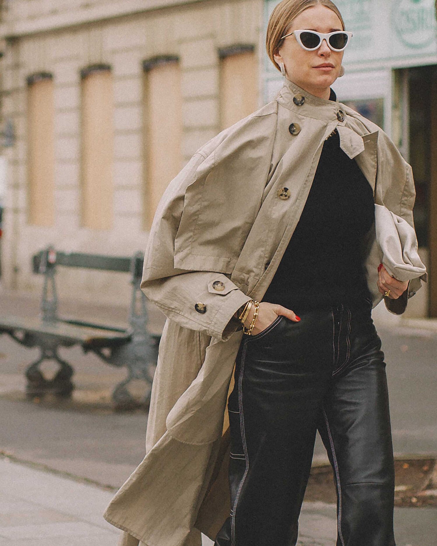Pernille Teisbaek wearing trench coat at Paris Fashion Week — Sarah ...