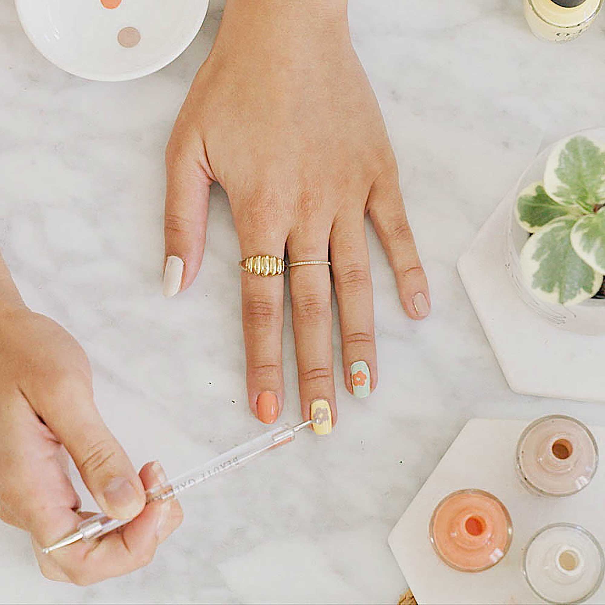 How To Paint Pastel Flower Nails Summer Manicure Tutorial Sarah Christine