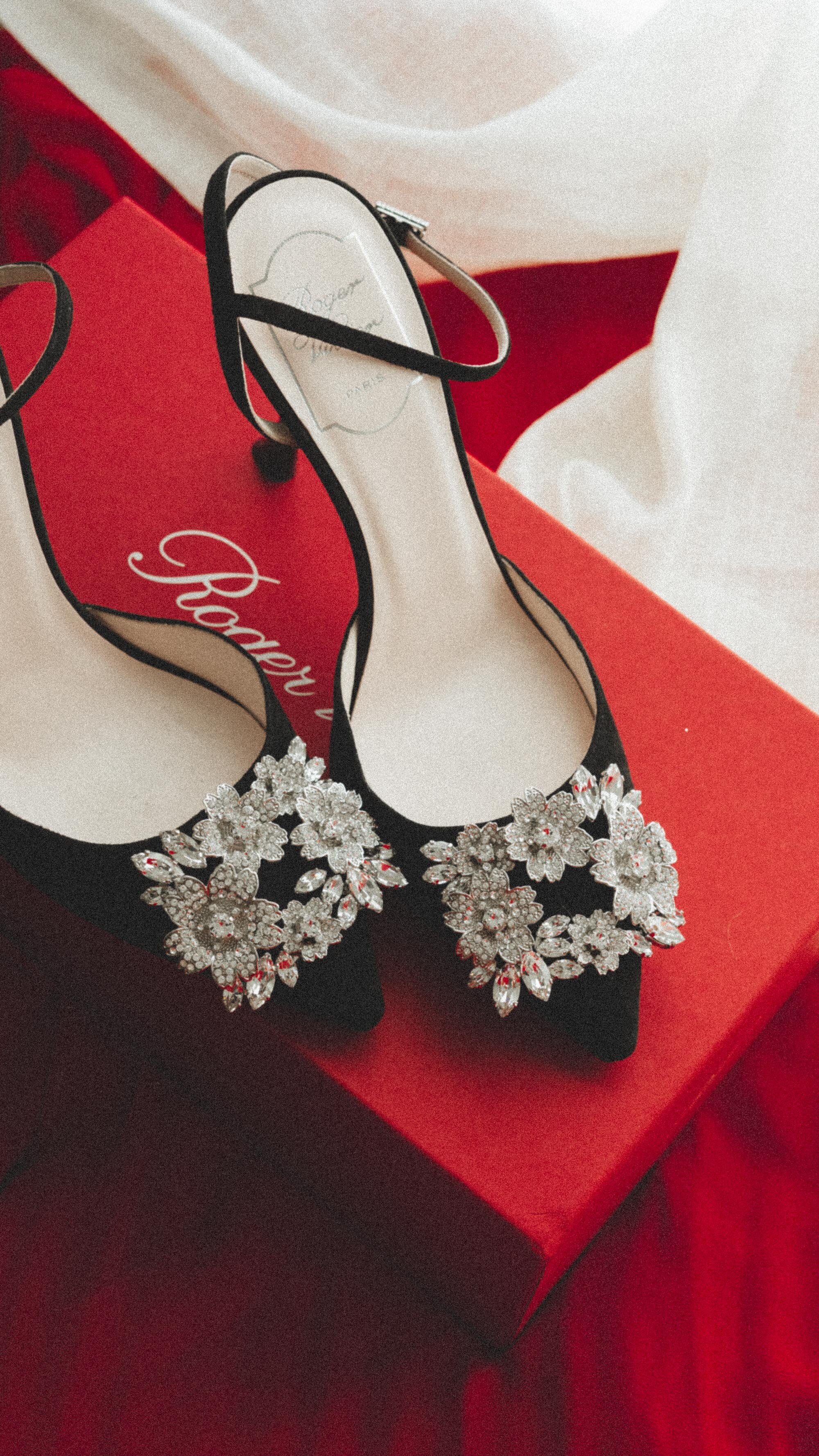 Chicest holiday heels to sparkle in. Sarah Butler of @sarahchristine wearing Roger Vivier Sling Back RV Bouquet Strass Buckle Pumps. The heels celebrate sophisticated and precious femininity --5.jpg