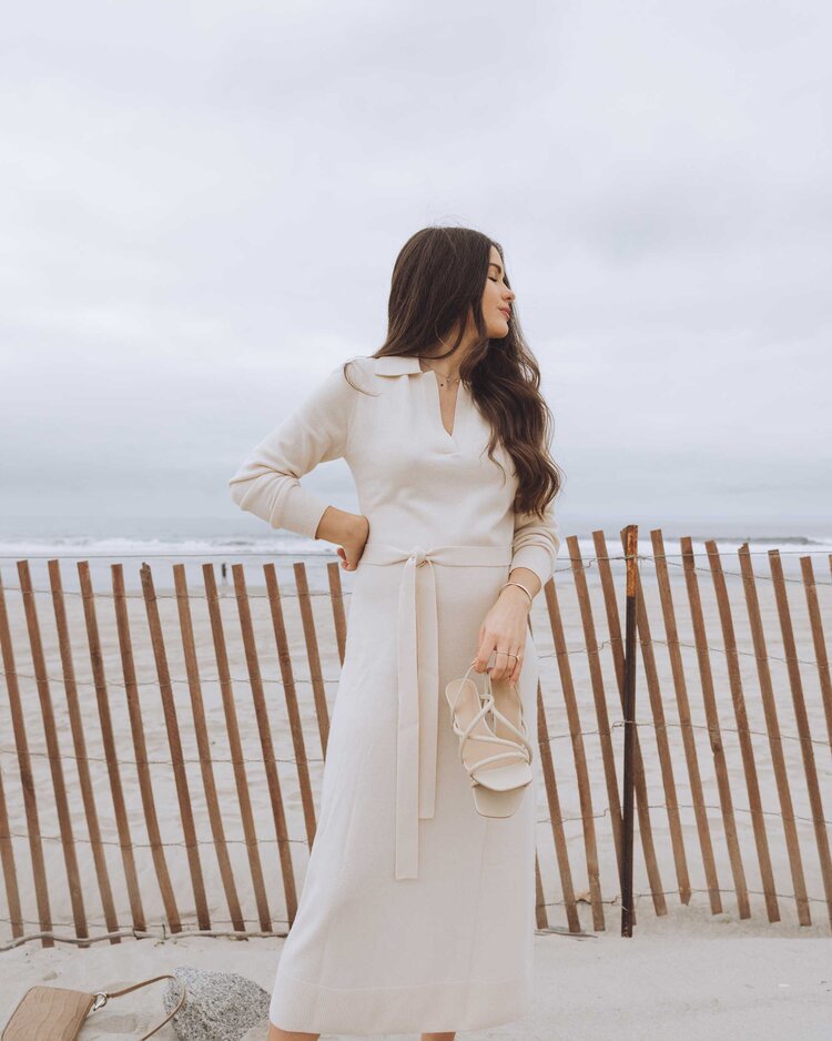 Cute casual spring outfit idea: Long sleeve midi dress — Sarah Christine