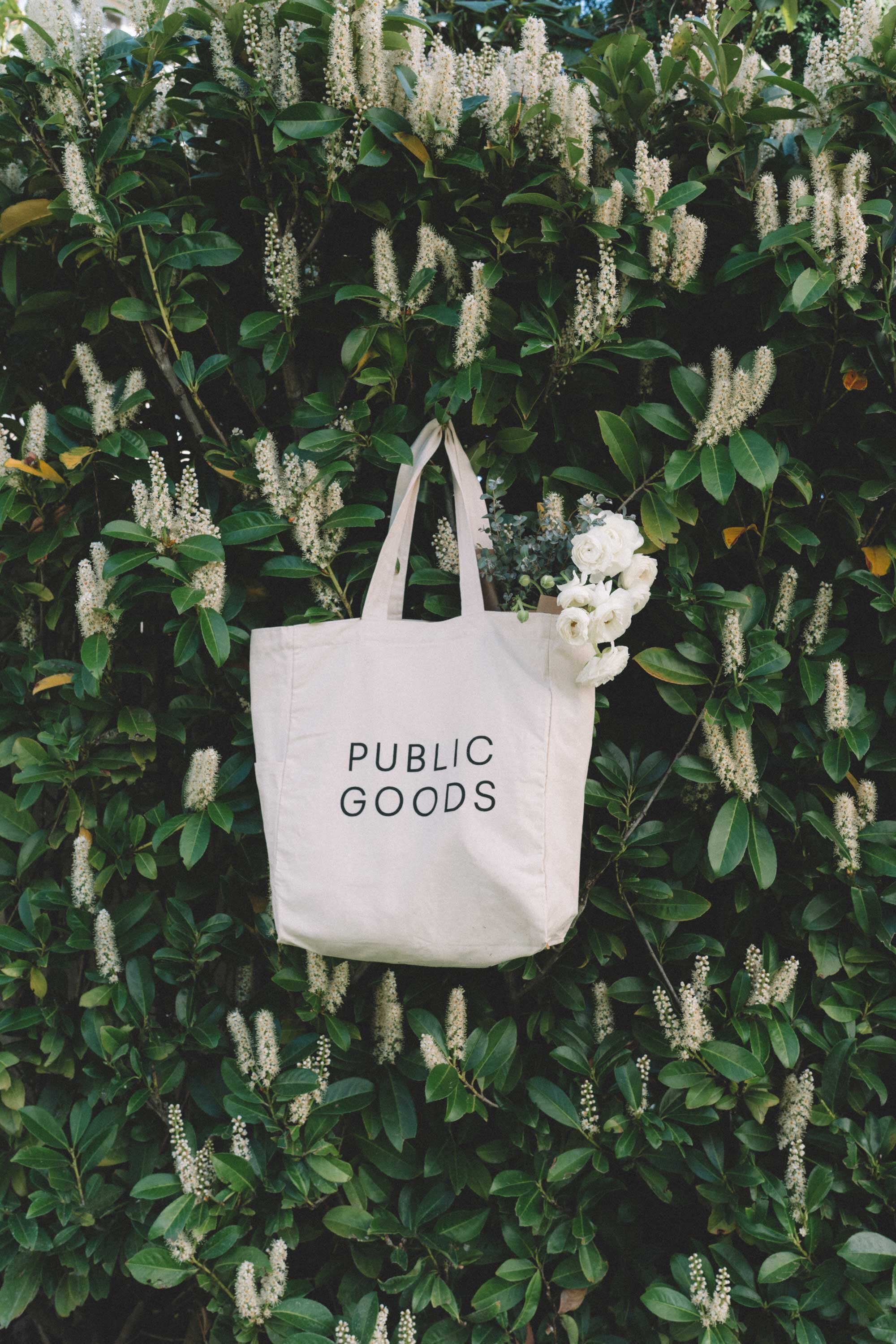 Earth Day Public Goods Sustainable Shopping Bags. Sarah Butler of @sarahchristine wearing 100% organic cotton wide mesh tote bag and organic cotton reusable cotton tote bag - 2.jpg