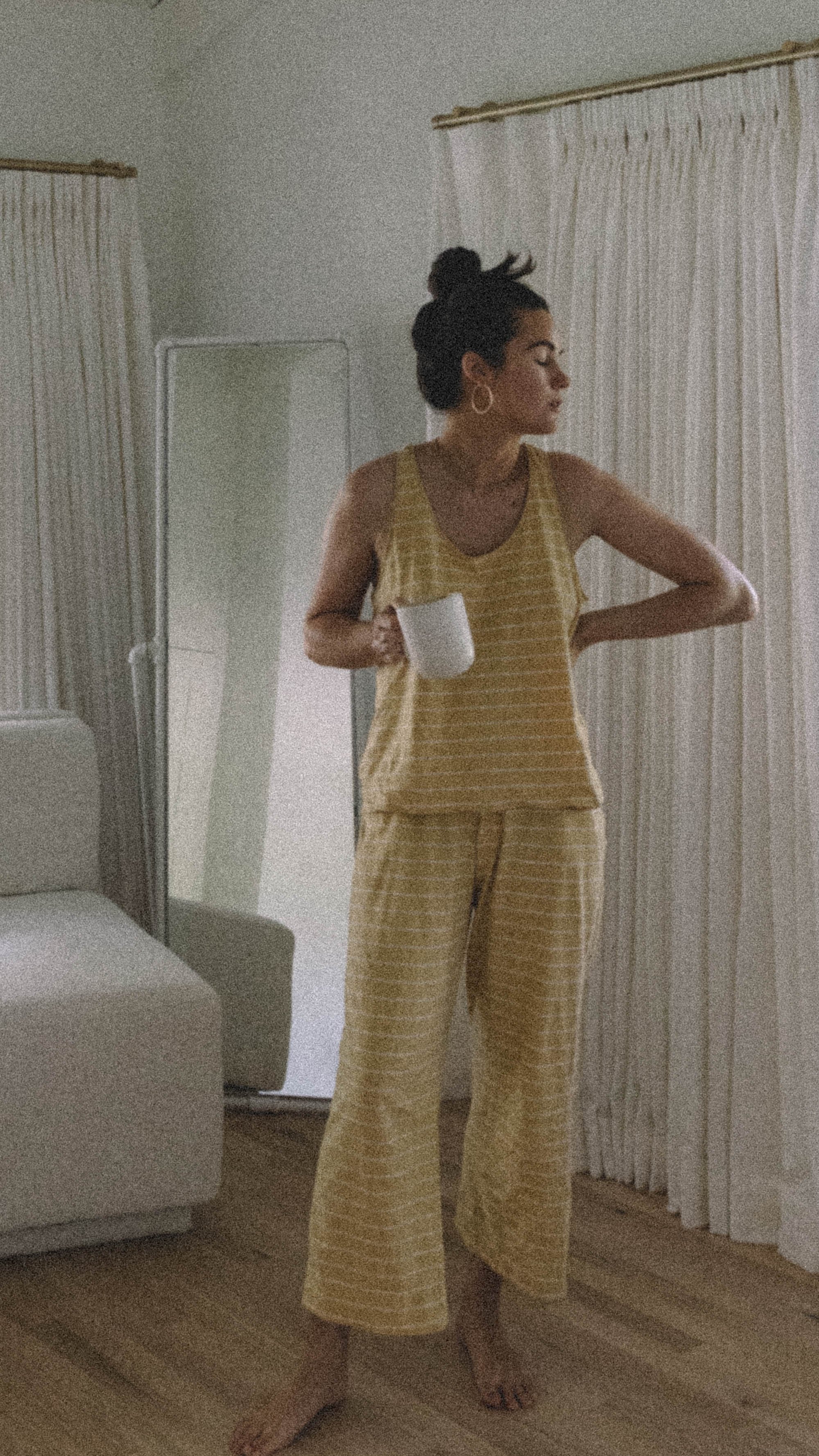 Sarah Butler of @sarahchristine wearing softest cotton pajama 2-piece sleep set made with Organic Cotton in a Fair Trade Certified factory - 10.jpg