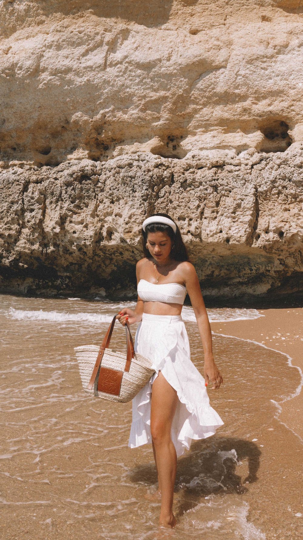 Summer Travel in Algarve, Portugal. Sarah Butler of @SarahChristine wearing cute summer beach outfit in sandy coves of Algarve, Portugal -5.jpg