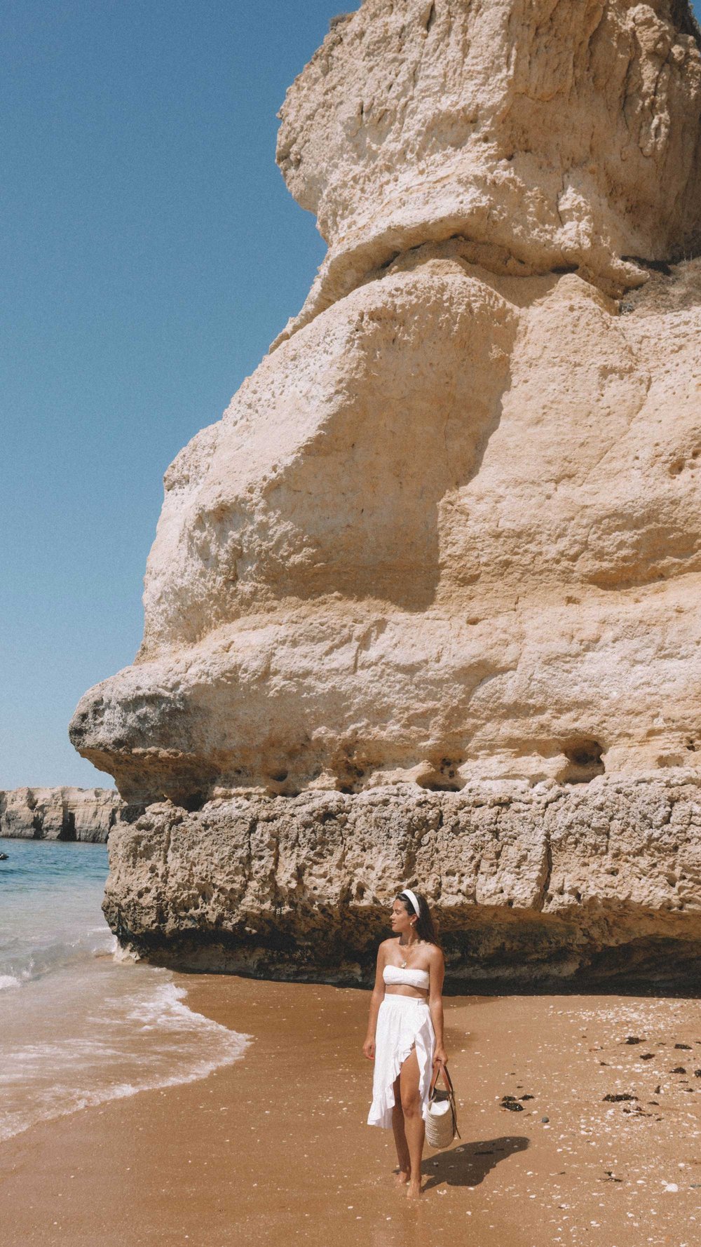 Summer Travel in Algarve, Portugal. Sarah Butler of @SarahChristine wearing cute summer beach outfit in sandy coves of Algarve, Portugal -1.jpg
