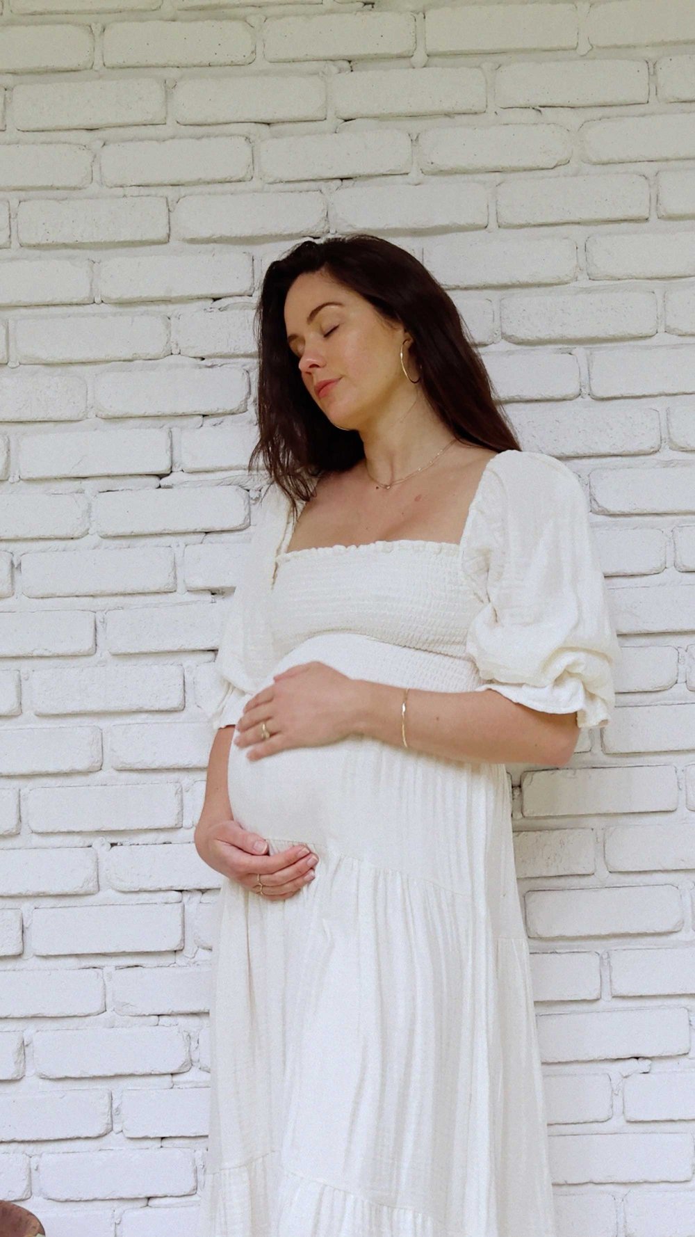 Cute cottage style summer maternity dress. @sarahchristine wearing Nothing Fits But Kiko Dress Soft muslin dress with puffed sleeves, smocked chest and sleeves in Seattle, Washington -3.jpg