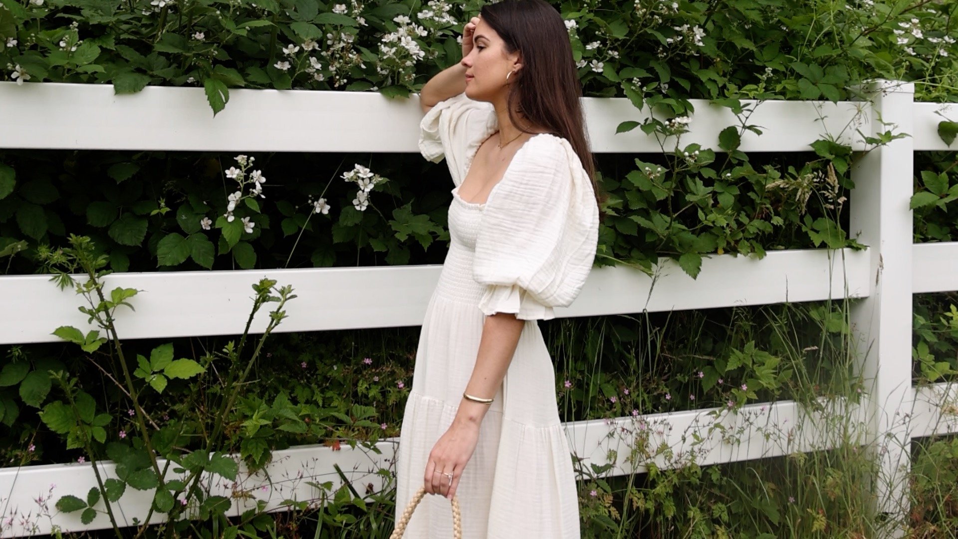 Cherishing Slow Summer Days in Cottagecore Style Sarah Butler of sarahchristine wearing White Puff Sleeve Summer Dress in Seattle Washington 2.jpg