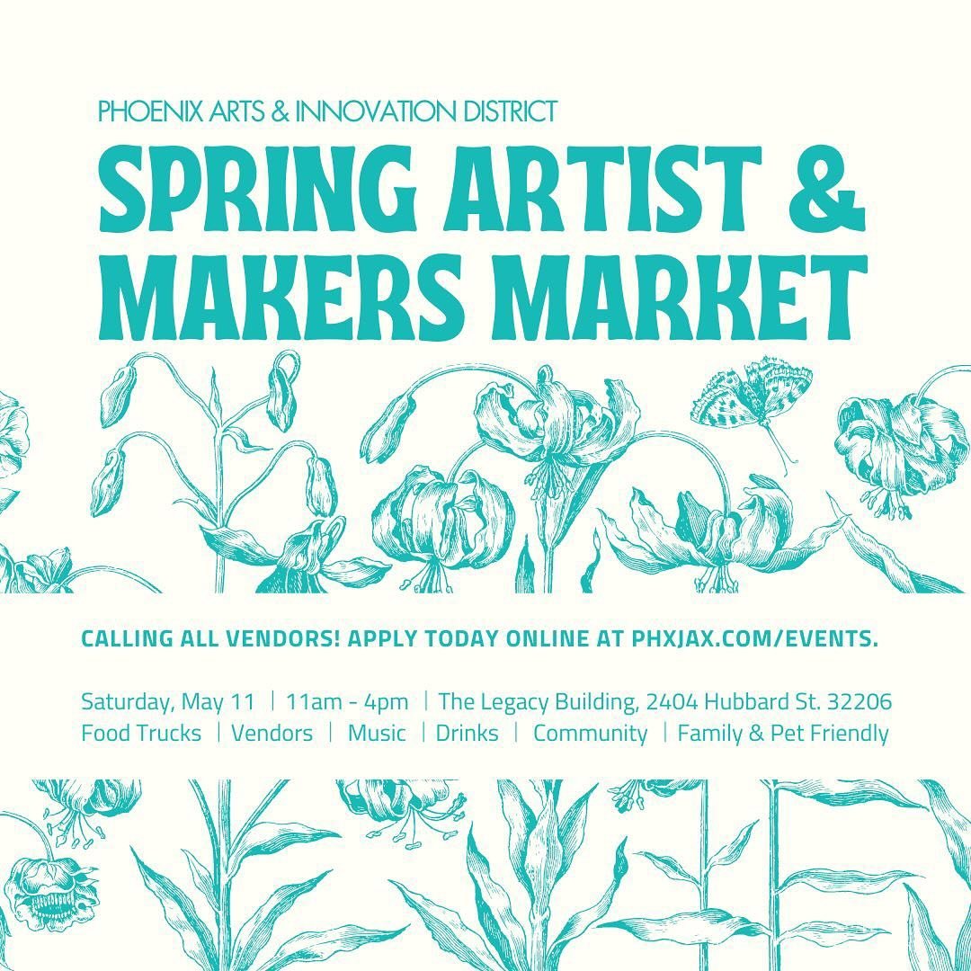 VENDOR CALL! We&rsquo;re gearing up for the May 11 Spring Artist &amp; Makers Market in the Phoenix Arts &amp; Innovation District. Apply today at PHXJAX.com/Events.