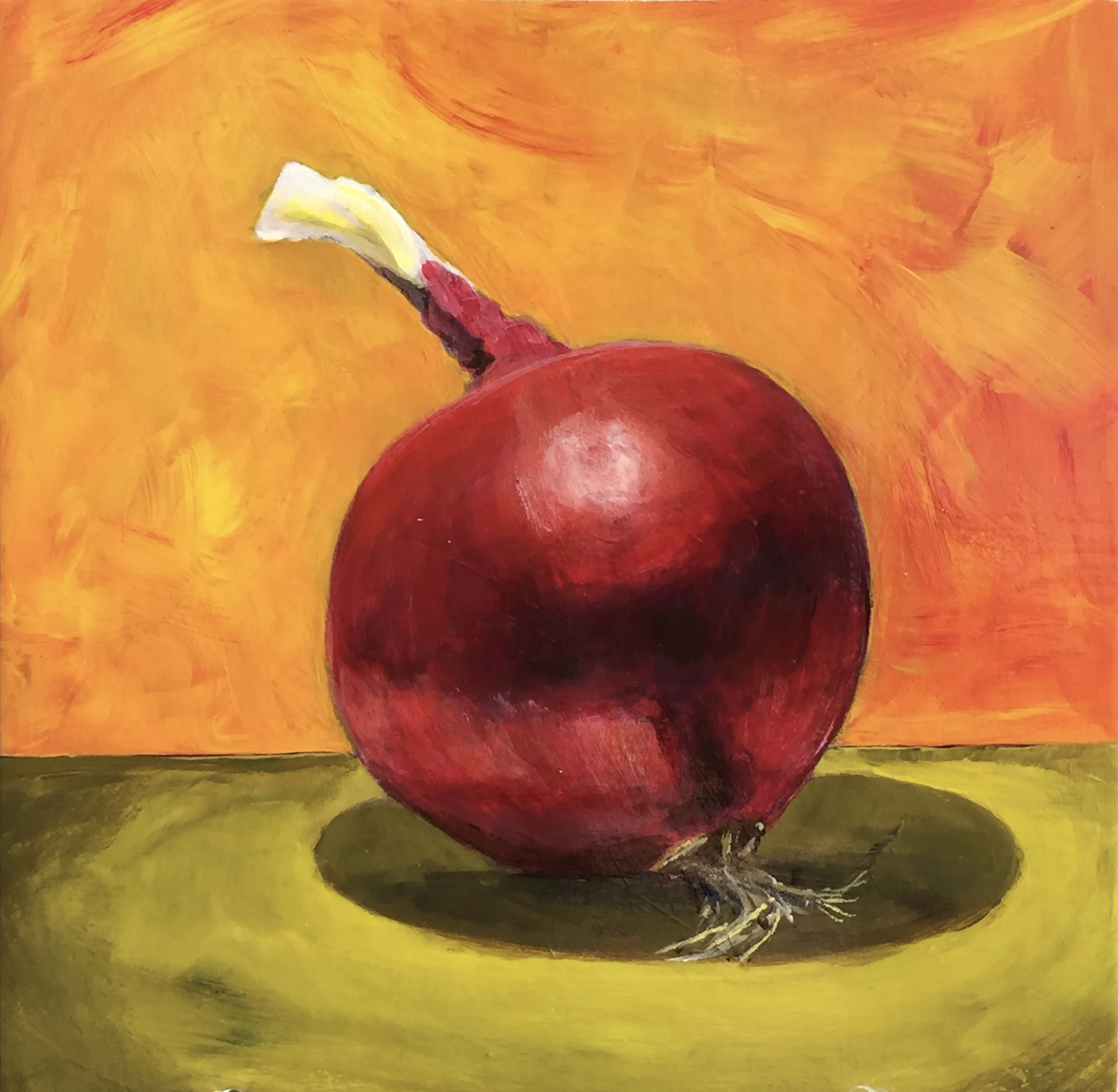 Red Onion with Orange and Green