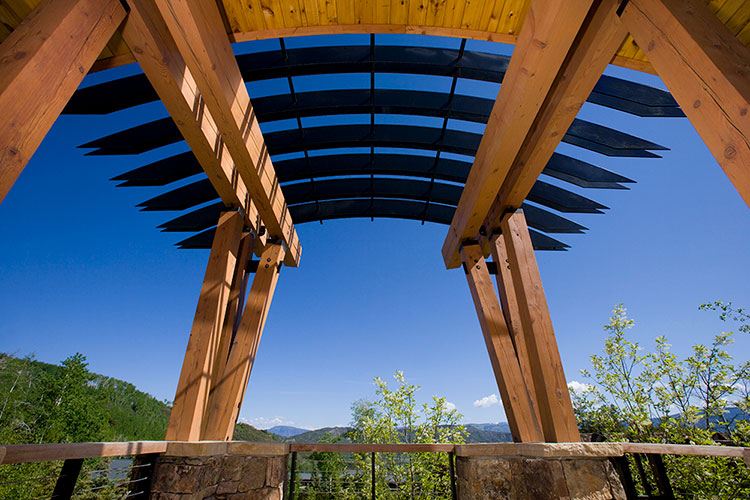  Interesting curved pergola looking out to the mountain tops in Snowmass Village, Colorado 