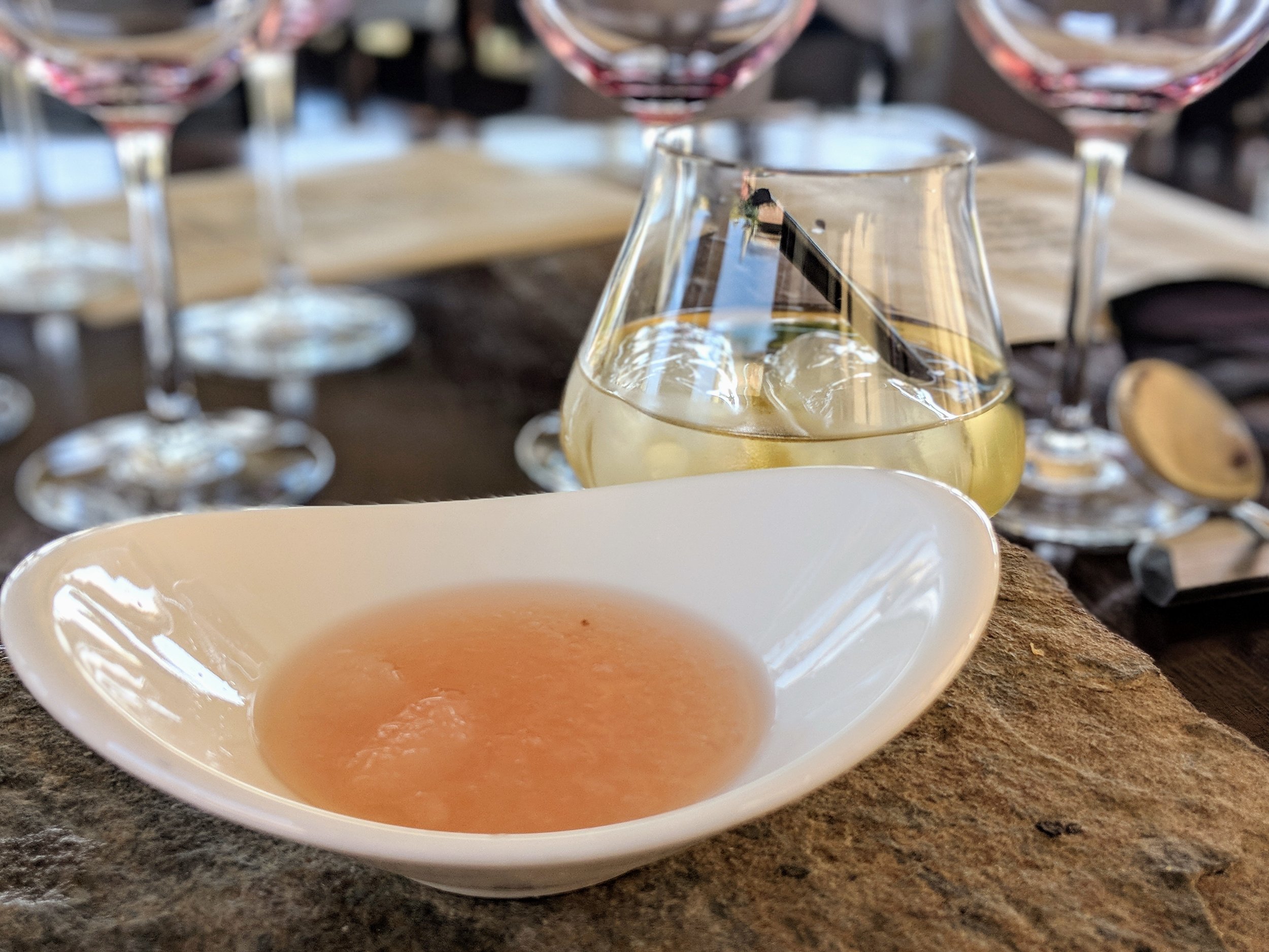 Pre-dessert with matico slush