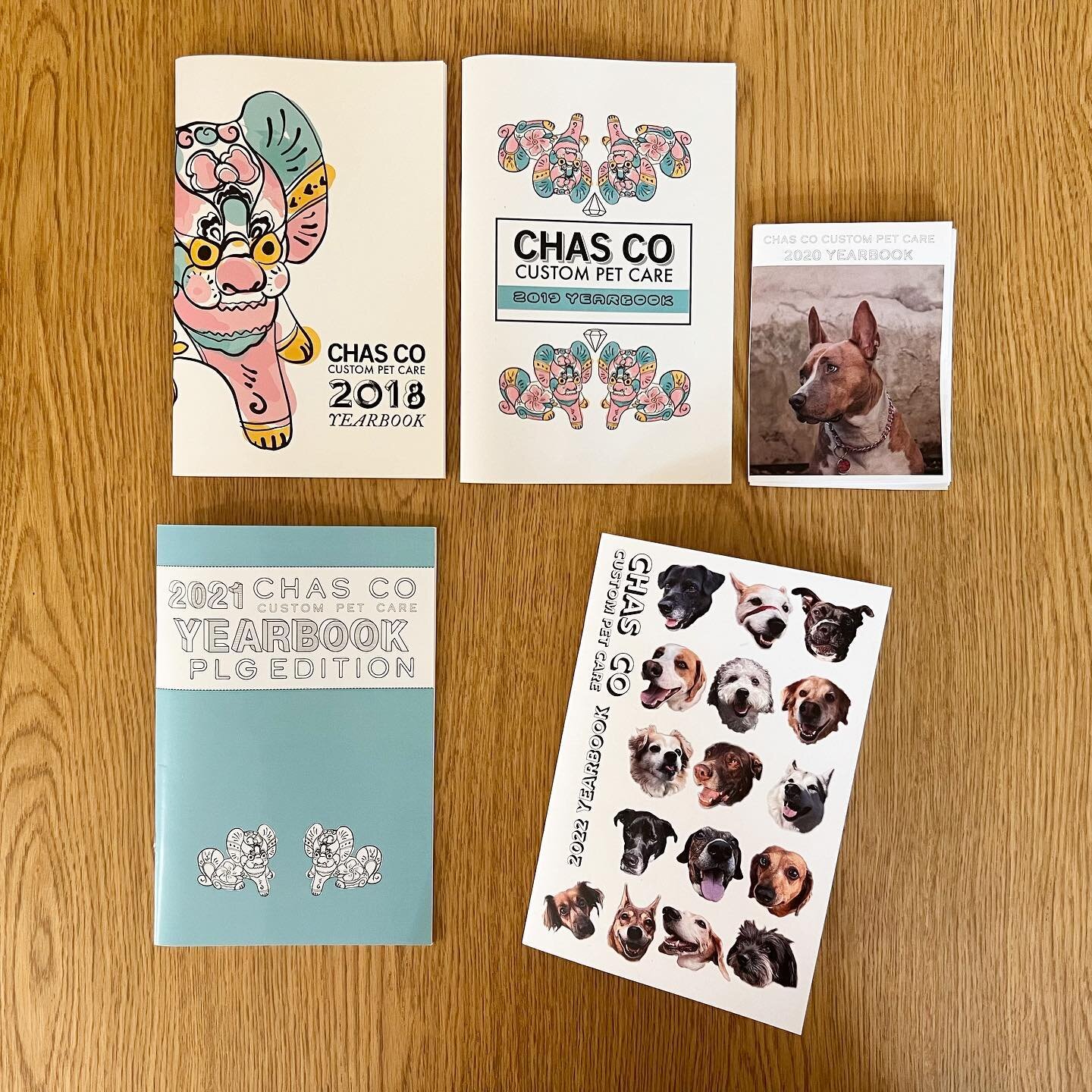 #iykyk 🎂 2023 marks Five Years of Chas Co !! Here are 5 years of Yearbooks featuring the 3 pups who have been in all 5: Kane #goodcaninecitizenkane, Alf #outtathisworldalf, and Rocky #keeponrockyrollin 💜💜💜 #ilovemyjob #letsgochasco #chascodogs