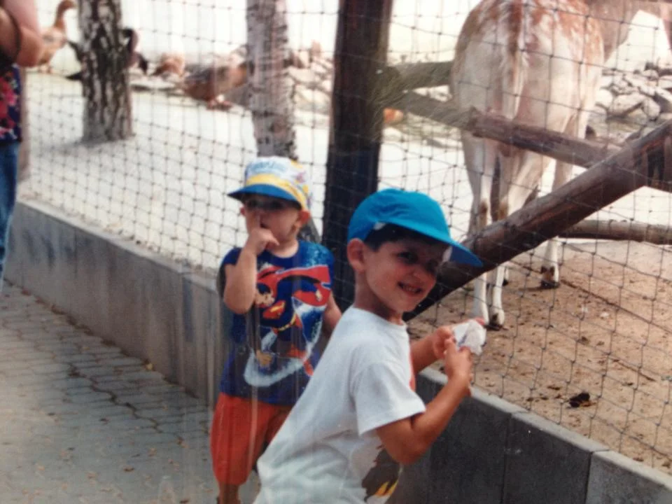 Baby Gio with a fan, circa 1993.