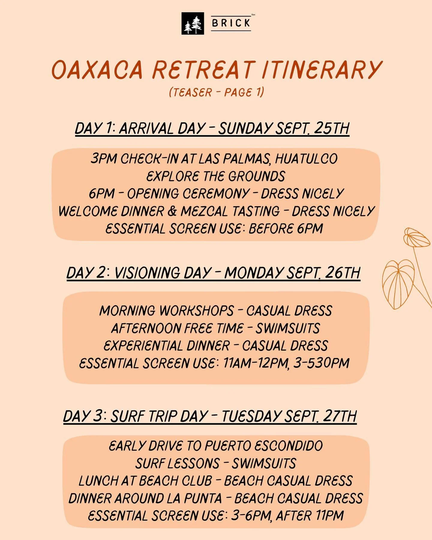 Our Oaxaca Retreat Weekly Itinerary is finally live! See you in less than 2 weeks everybody! Btw we have 3 rooms left if you&rsquo;re feeling spontaneous and don&rsquo;t want to miss out!