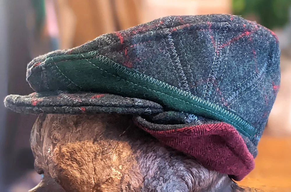 bespoke hats, handmade in vermont, wool hats, patchwork hats, one of a kind hats, johnson wool, made in usa