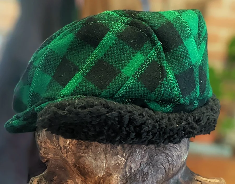 bespoke hats, handmade in vermont, wool hats, patchwork hats, one of a kind hats, johnson wool, made in usa