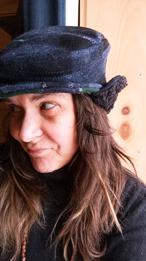 bespoke hats, handmade in vermont, wool hats, patchwork hats, one of a kind hats, johnson wool, made in usa