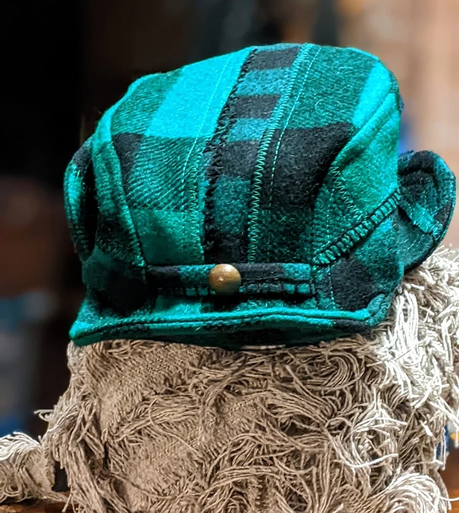 bespoke hats, handmade in vermont, wool hats, patchwork hats, one of a kind hats, johnson wool, made in usa