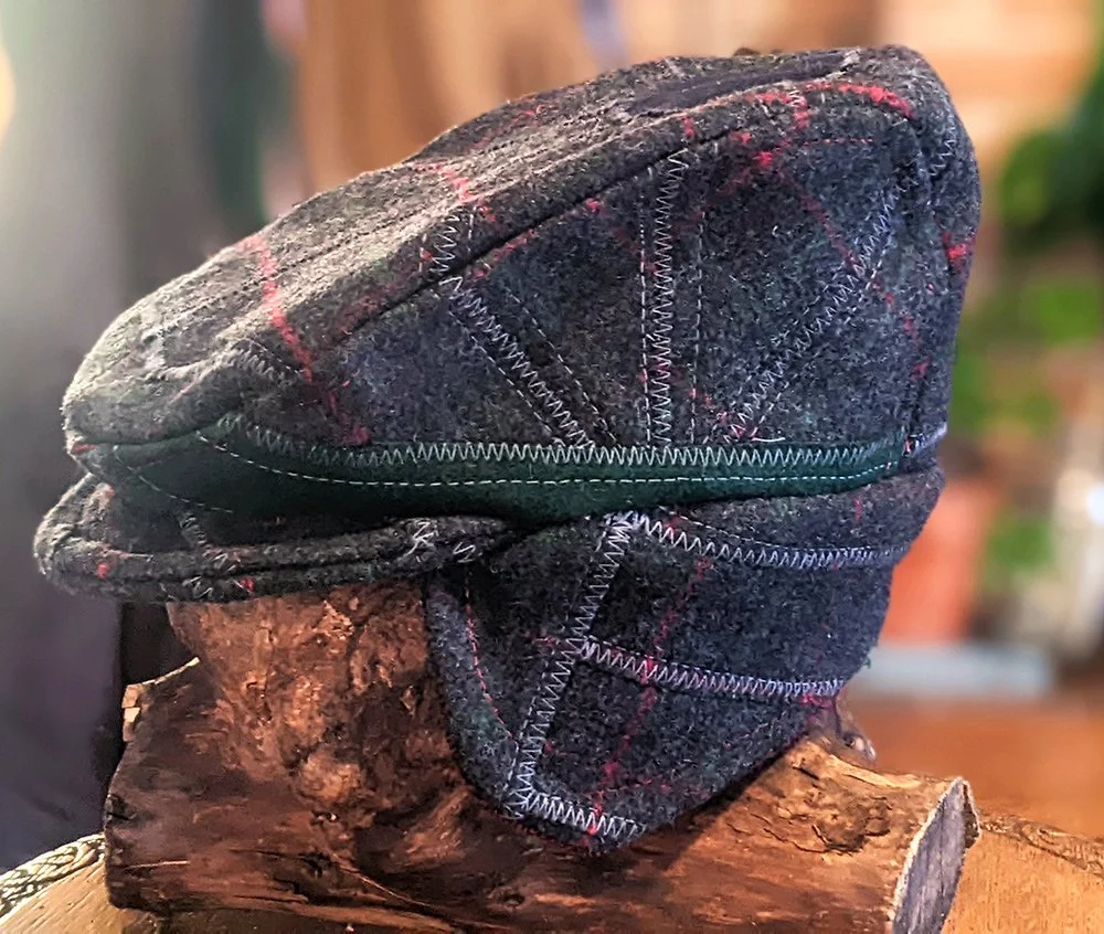 bespoke hats, handmade in vermont, wool hats, patchwork hats, one of a kind hats, johnson wool, made in usa