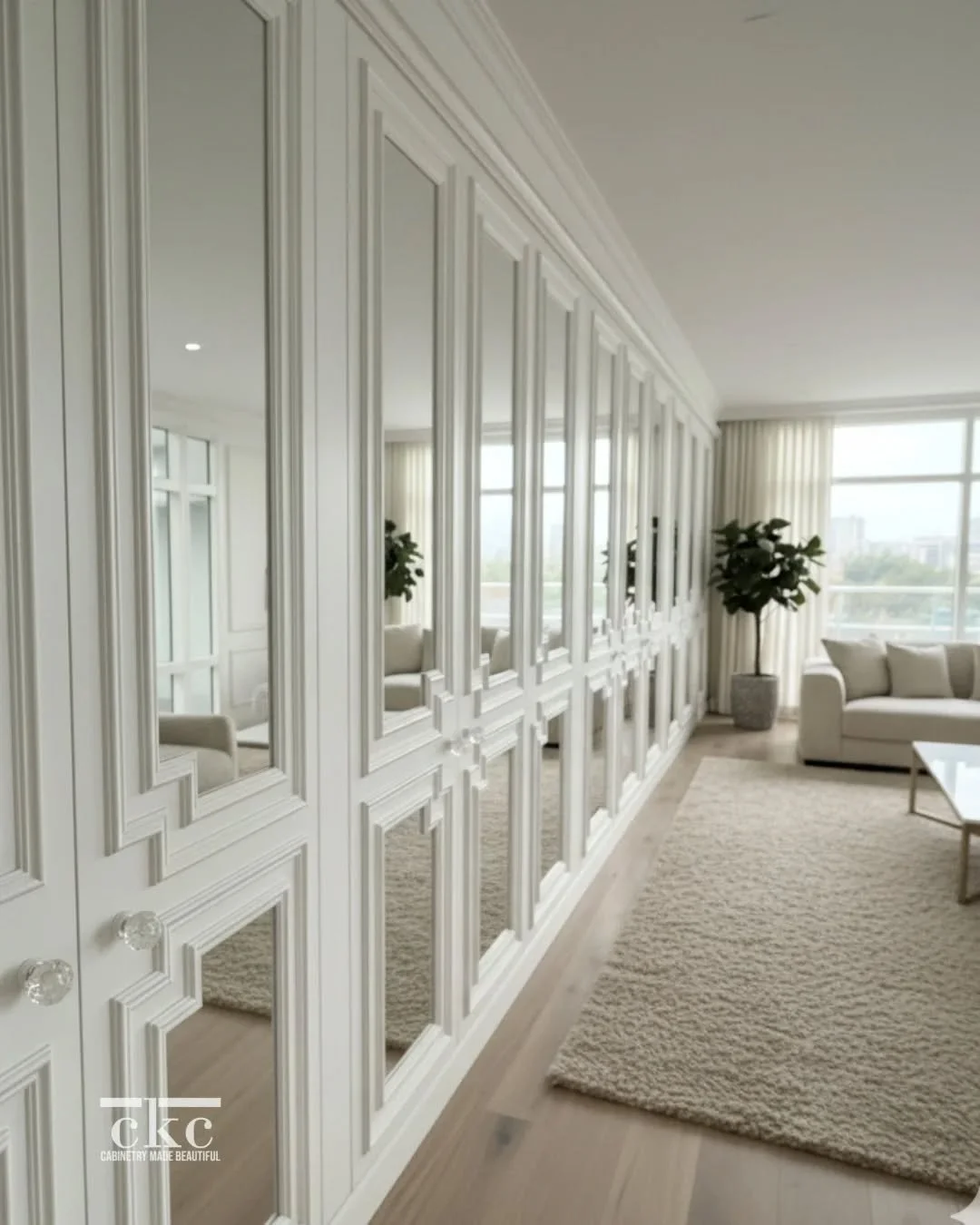 We&rsquo;re loving how this custom door style opens up the hallway visuals while keeping all the clutter tucked away. A beautiful way to maximize your square footage in style! Like and share if you love this too! 🤍