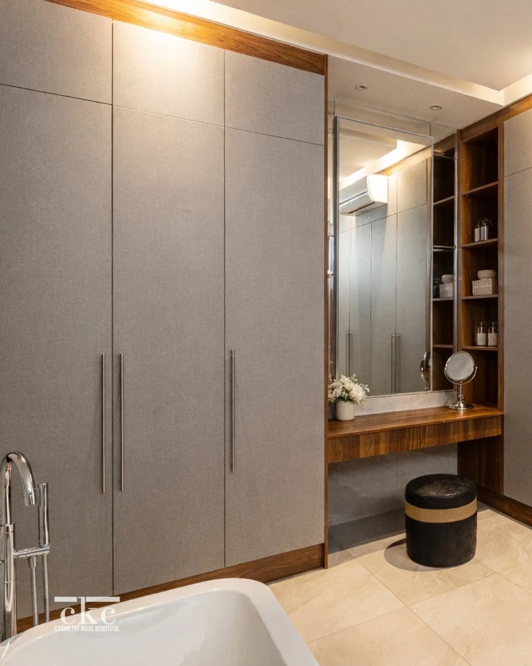 MOTD: Calm, collected, and quietly indulgent.✨

This private dressing &amp; vanity suite is designed for slow mornings and quiet resets.

Follow for more spaces that set the mood!