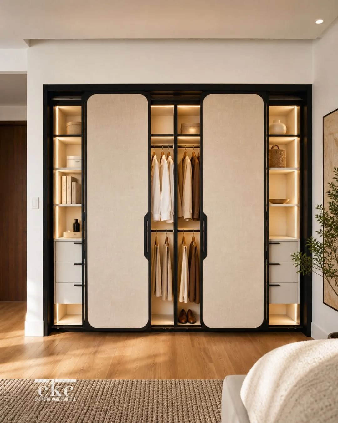 More statement than storage.

Framed in contrast, softened with textured panels, and layered with warm integrated lighting, this design turns everyday organization into something quietly refined and distinctly your own.

Join our waitlist to begin yo