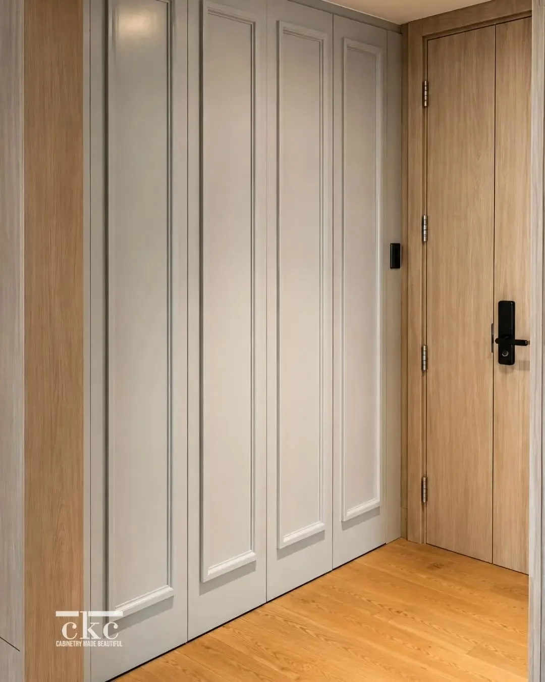 Even the foyer can work harder.

Floor-to-ceiling cabinetry turns an often-overlooked corner into discreet, generous storage&mdash;keeping the entryway calm, clean, and considered.

Speak with CKC about custom cabinetry tailored to your space.