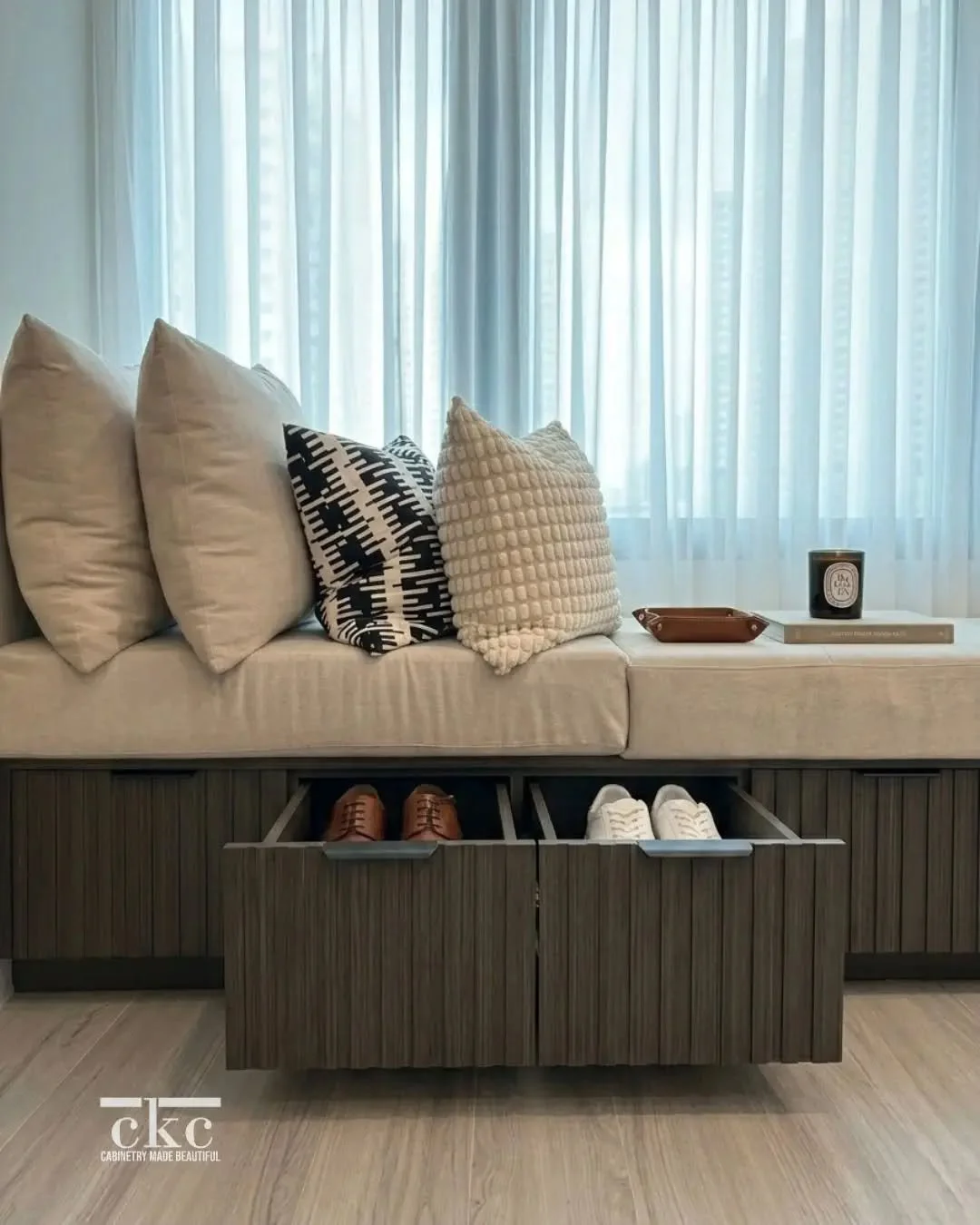 What if your window seat could solve a storage problem too?

This window seat does more than create a quiet corner, it adds concealed shoe storage exactly where it&rsquo;s useful, without adding another bulky cabinet to the room.

That&rsquo;s where 