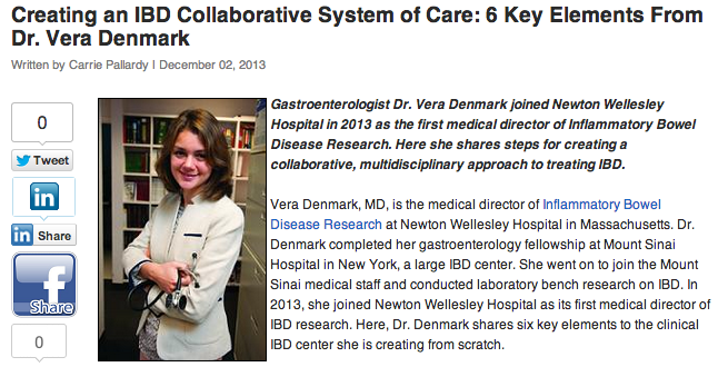 beckers asc review of gastroenterologist vera denmark discussing IBD collaborative system of care