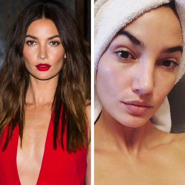  Lily Aldridge with and without makeup 