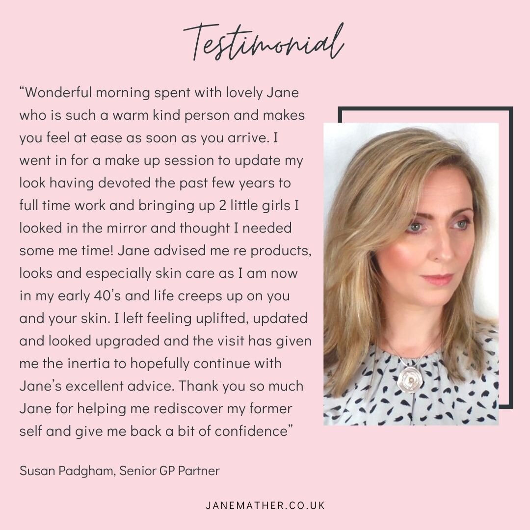 Reminiscing!...
Do you find yourself doing that at the start of a new year? 

I met with Susan a few years ago now and remember her 'glowing' when she left my studio after her make-up lesson and then to receive this wonderful testimonial the next day