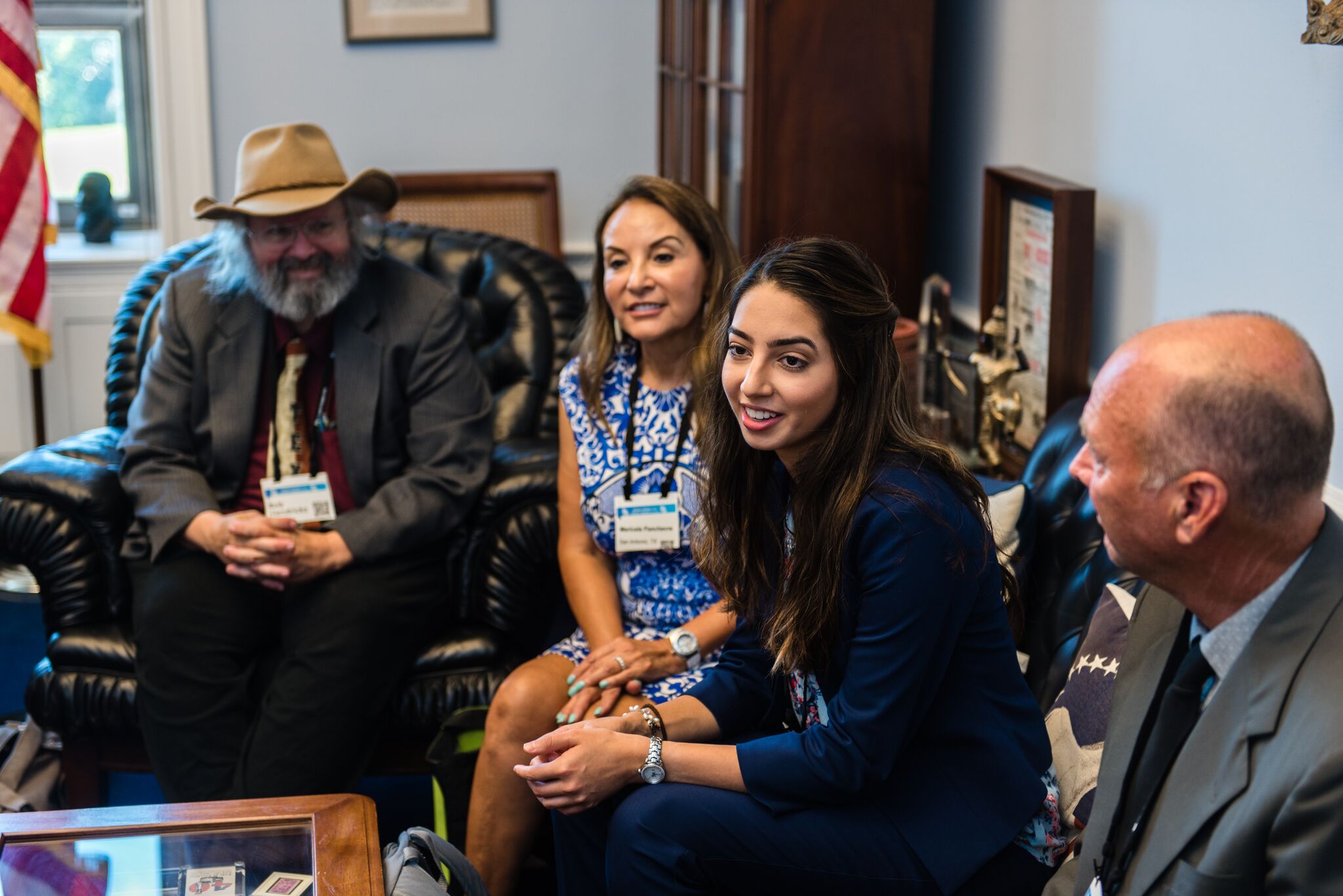 Samantha Pancheve and her mom in a lobby meeting with member of Congress.