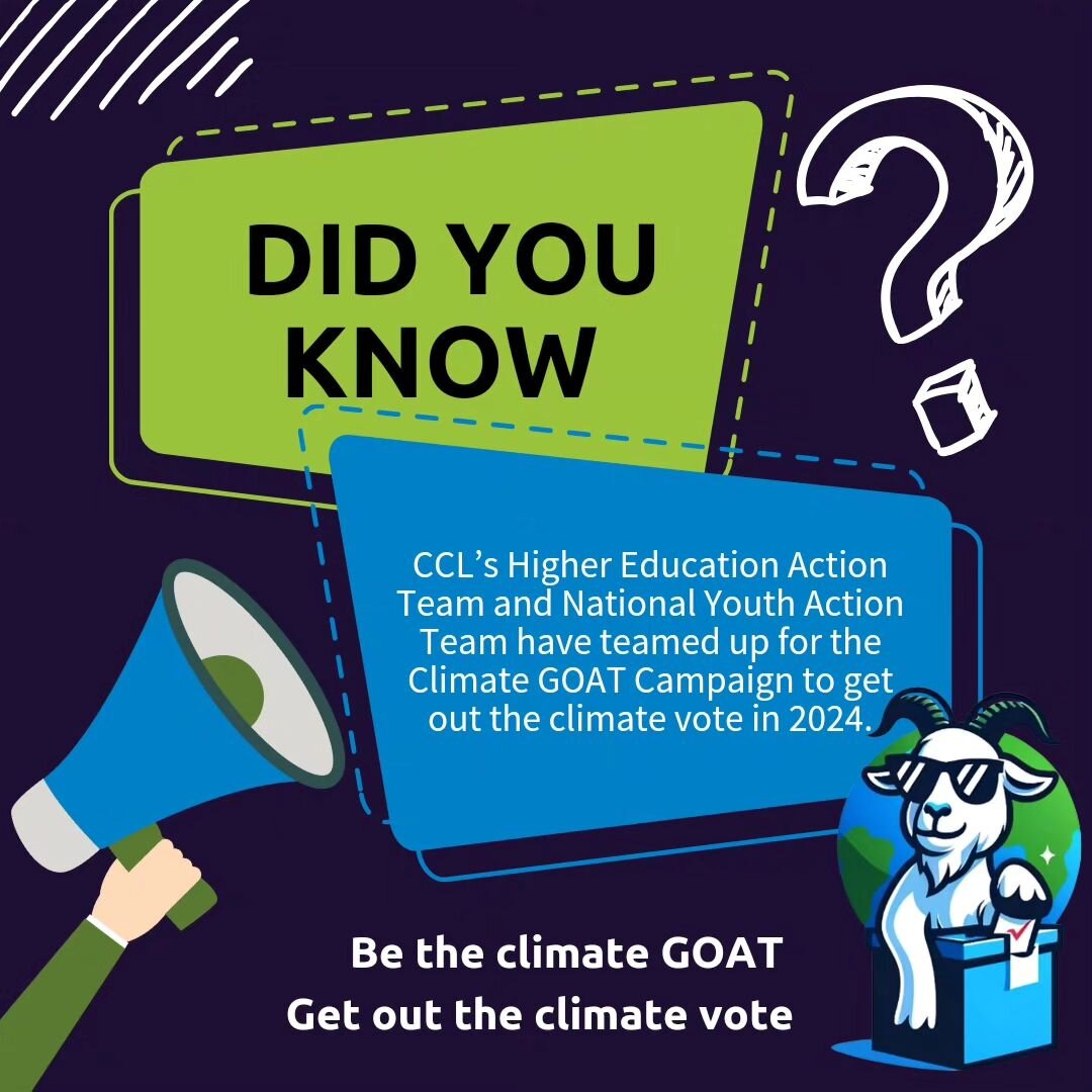 📣📣 The GOAT Campaign is officially here! Have you signed up yet to get out the climate vote with us this year? Swipe to learn more about the campaign and how to tap in.