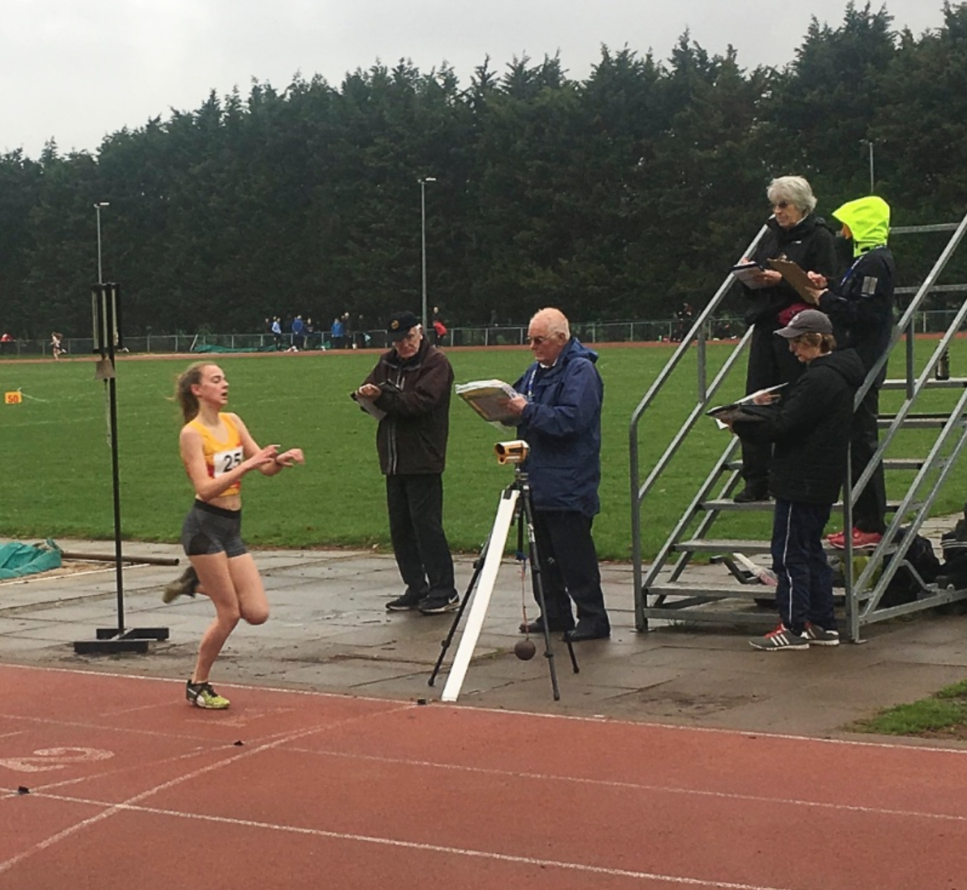 Georgina Clarke comfortably wins the U15G 1500m at the Young Athletes Meeting on Sunday