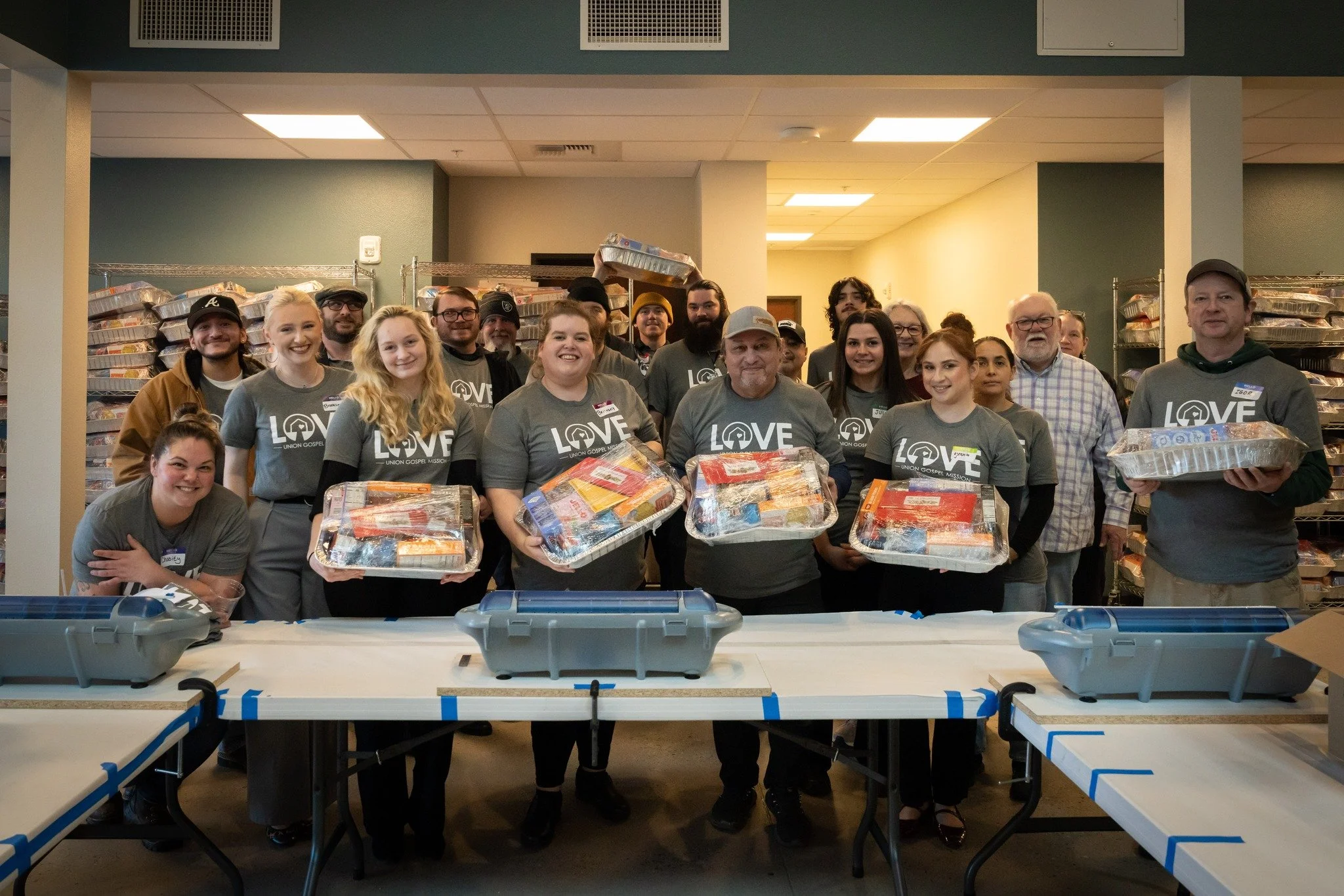 Today, our amazing volunteers are helping us pack 600 Christmas baskets for families in our community. These baskets will be delivered and shared with low-income families this holiday season. We are thankful for the volunteers from Tandem Property Ma