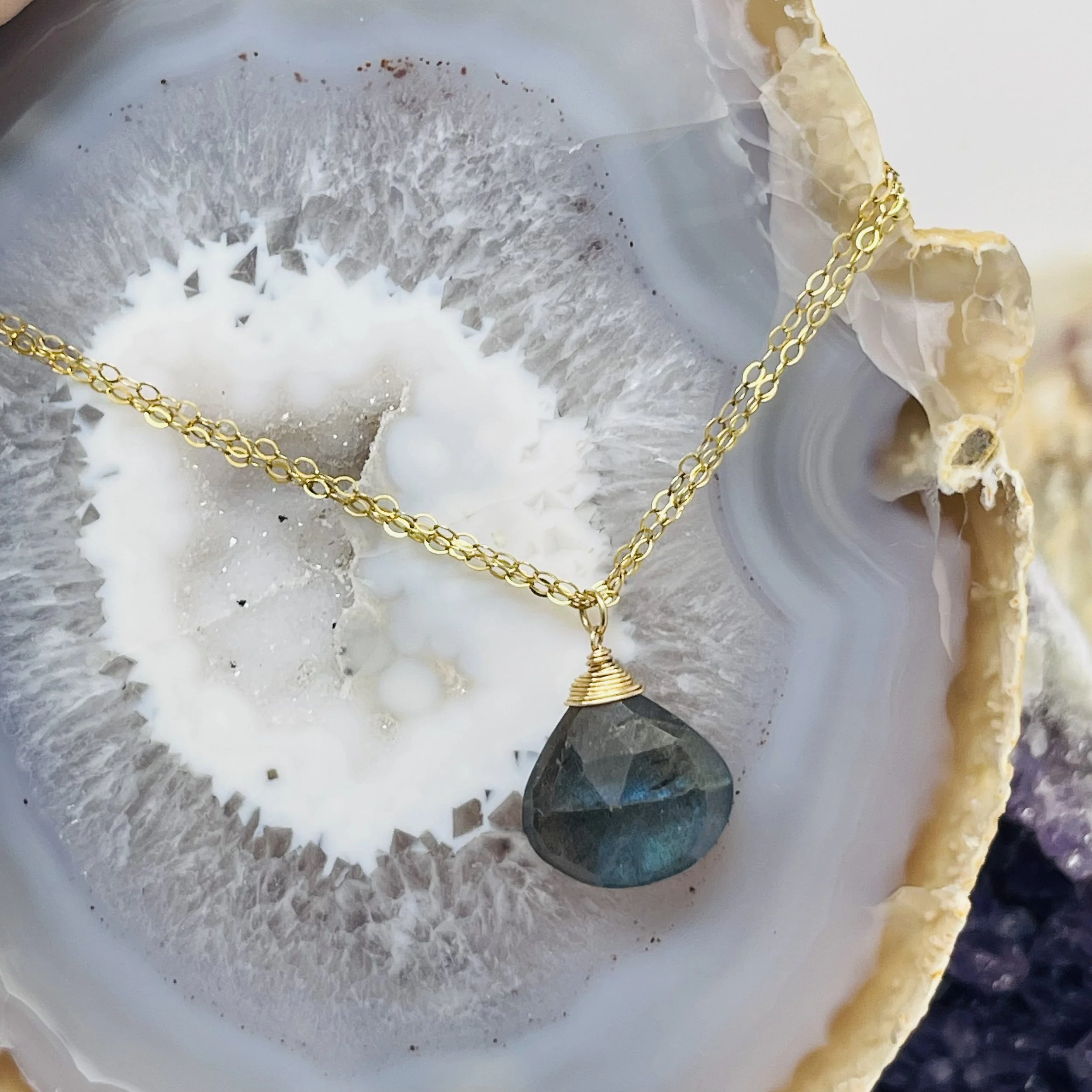 Labradorite Gold Chain Necklace