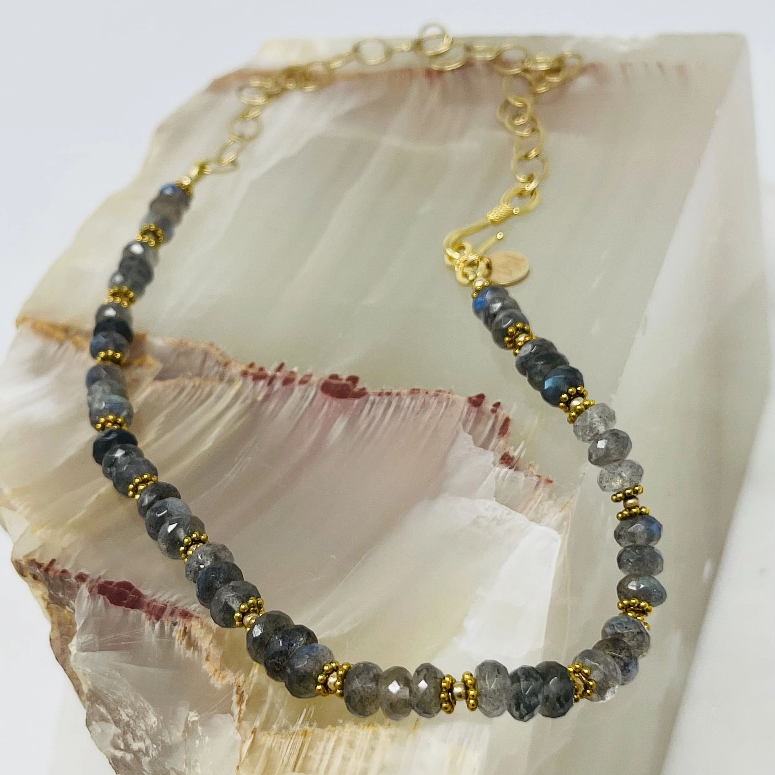 Labradorite Bali Gold Chain Necklace