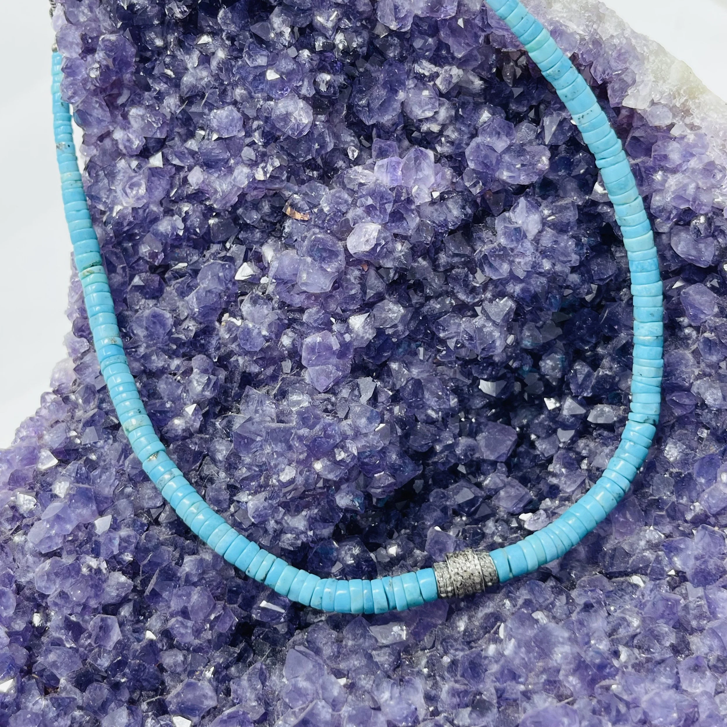 Sleeping Beauty Turquoise Pave Diamond Necklace